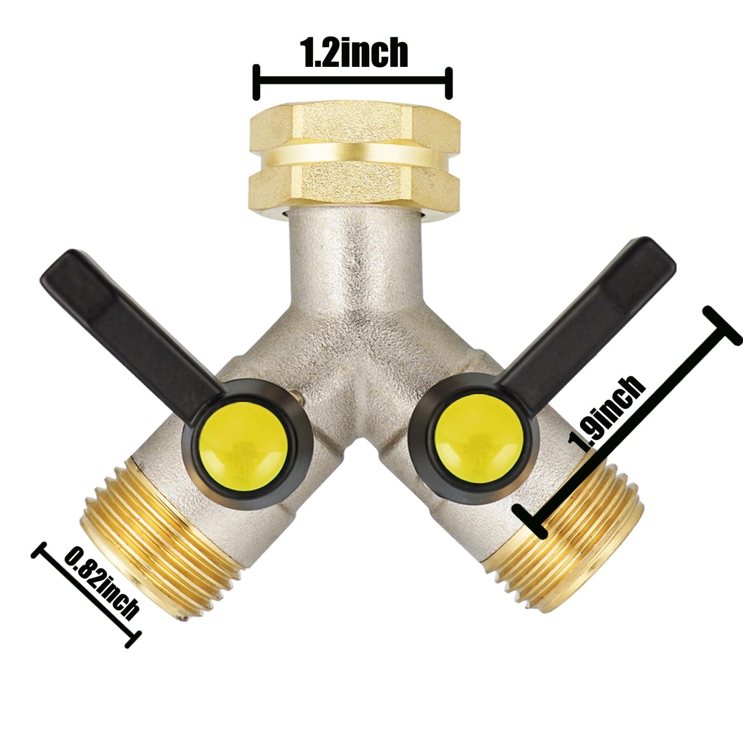 EJW Hose Splitter 2 Way, Garden Hose Splitters, 2 Way Faucet Splitter, Water Spigot Splitter, RV Brass Hose Splitter, Two way Hose Bib Splitter, Double Hose Connector, Hose Valve 3/4 Inch GHT Thread.