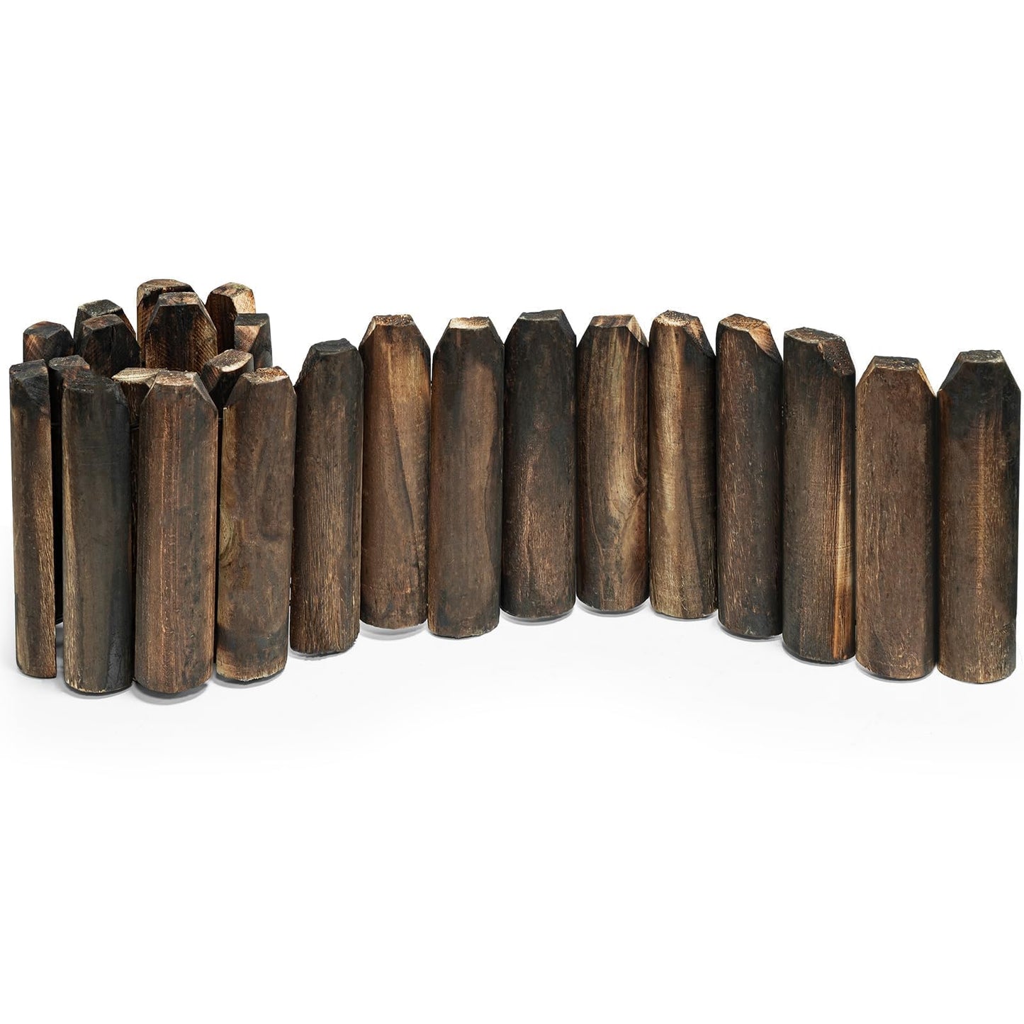 Wood Garden Edging, Wooden Fence Border Decorative Small Picket Panels for Flower Bed Barriers and Landscape Fencing