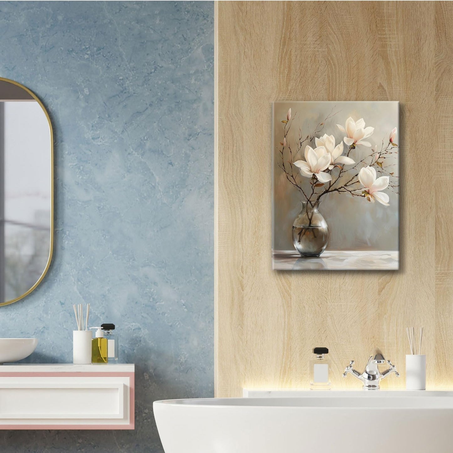 daktenn Floral Canvas Wall Art Bathroom Wall Art Pictures Wall Decor Home Decor Wall Decor for Bedroom Livingroom 12x16 Inches