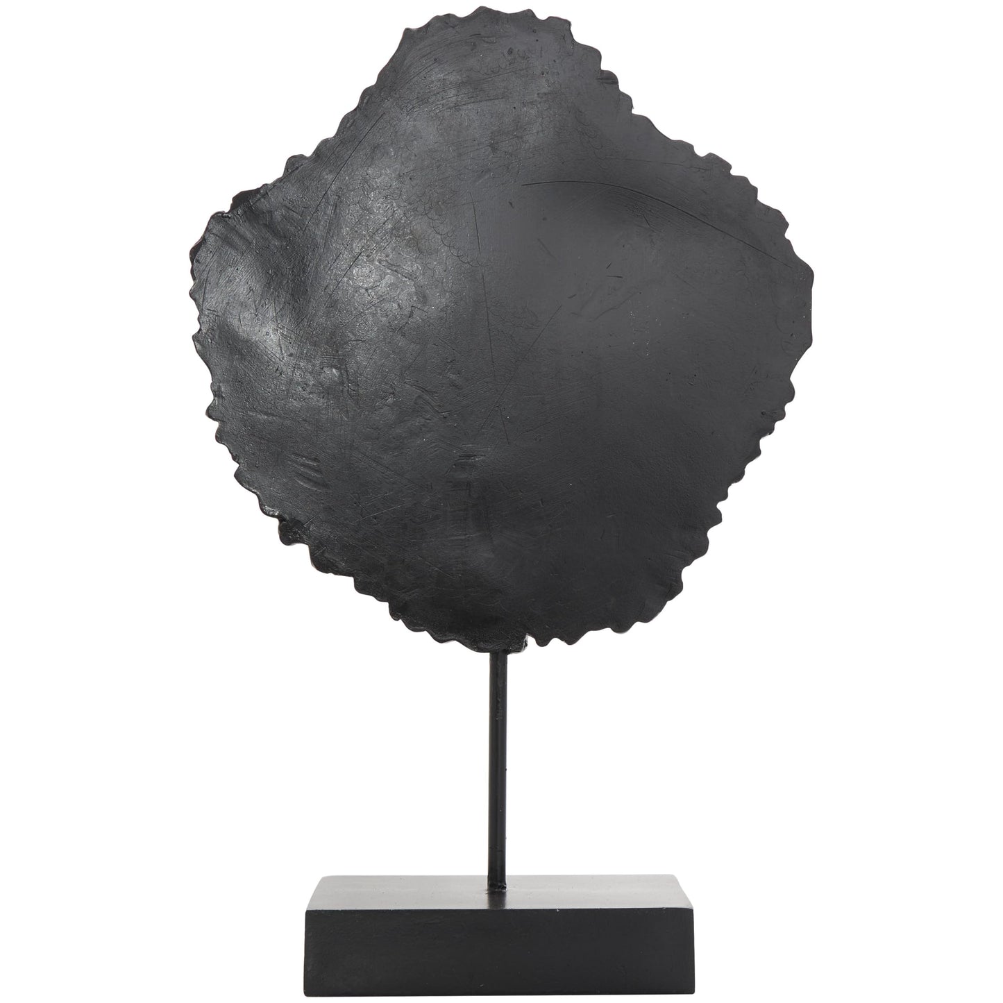 Deco 79 Resin Tribal Decorative Sculpture Abstract Carved Home Decor Statue with Black Stand and Wavy Edge, Accent Figurine 11" x 3" x 17", Brown