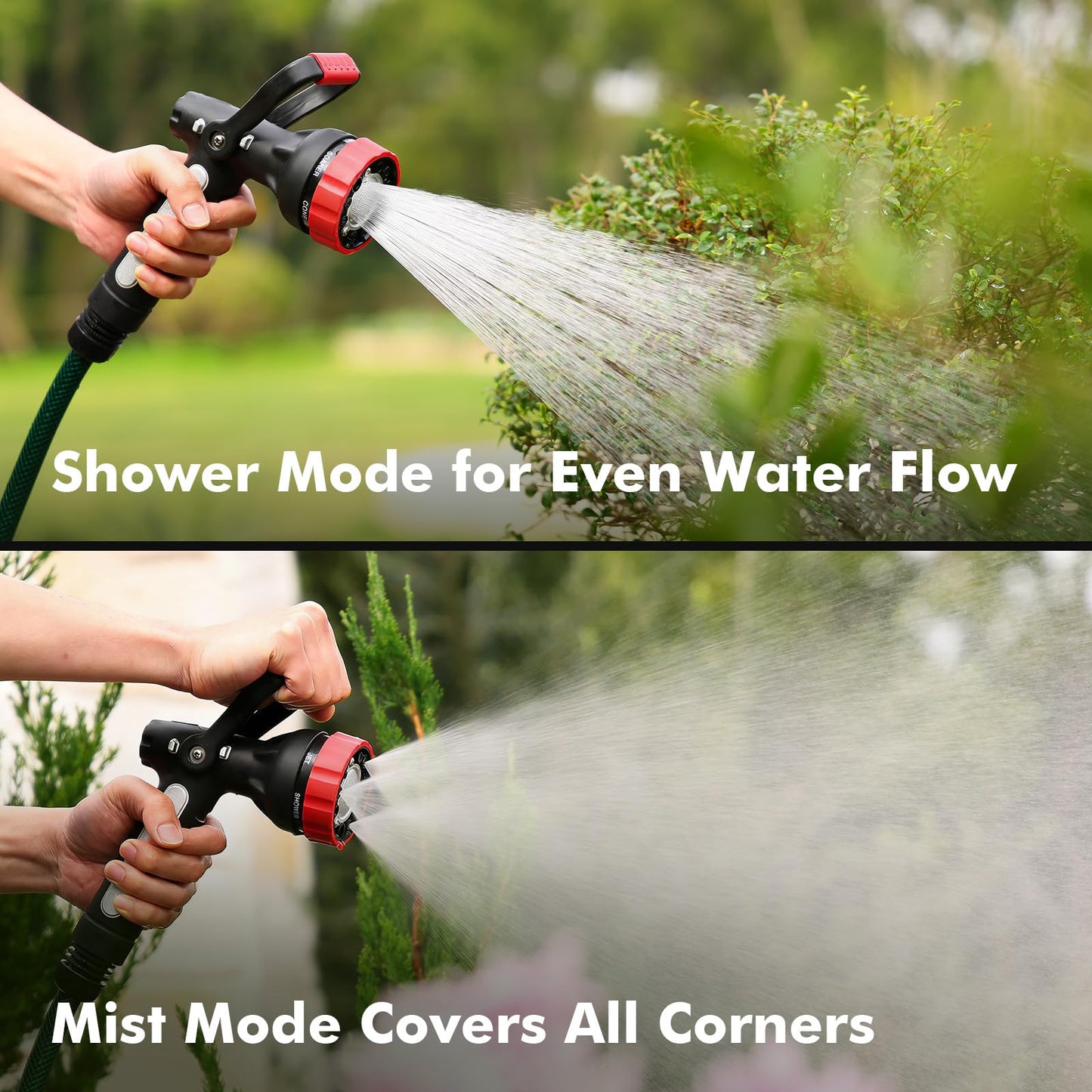 RESTMO Heavy Duty Garden Hose Nozzle, High Pressure Fireman Style Nozzle with Lever Handle and Slip Ergonomic Grip, 6 Adjustable Spray Patterns for Watering Lawn and Garden, Washing Car & Cleaning