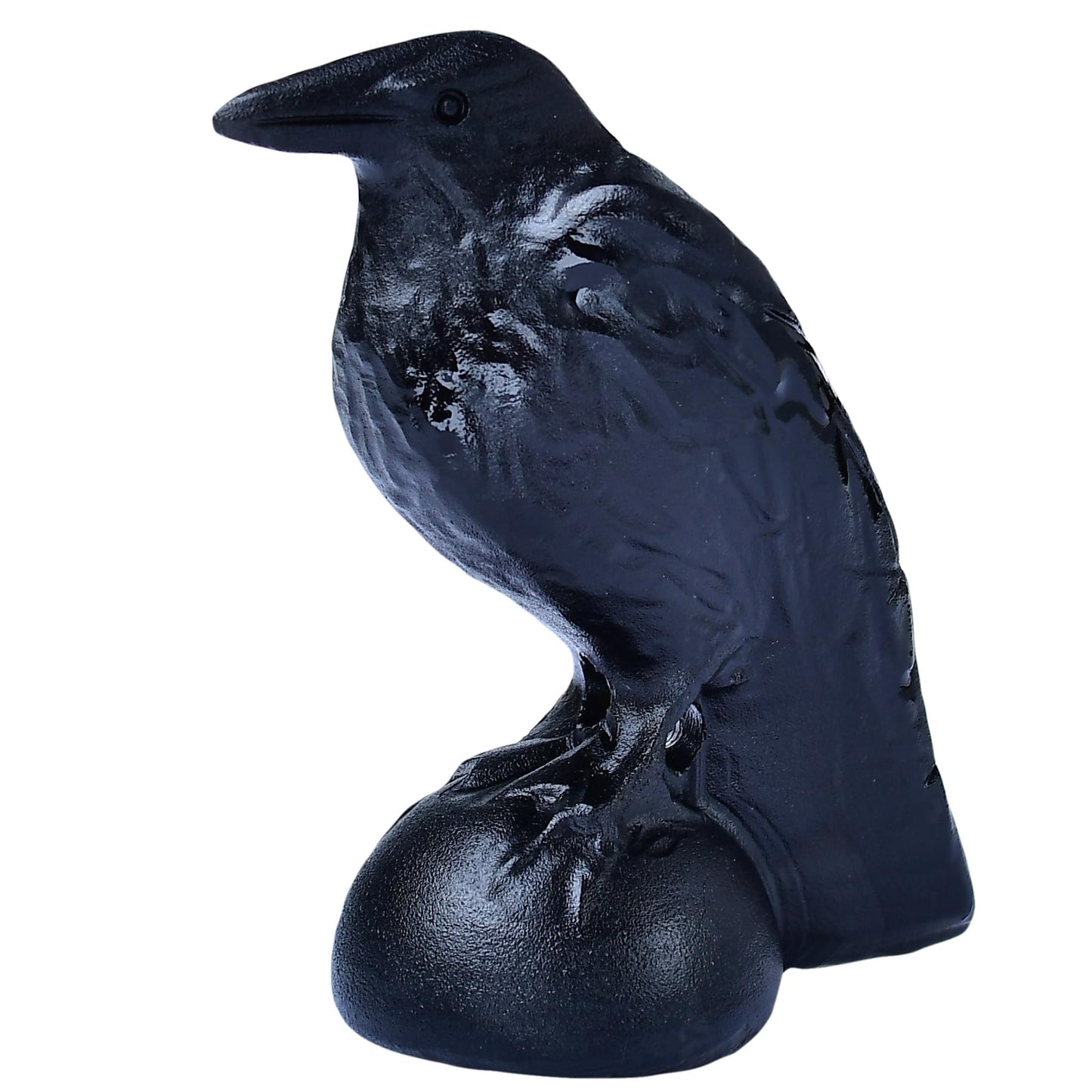 RUIJINGYUAN Black Obsidian Raven Statue 3.15" Large Crow Statue Figurine Healing Crystal Stone Sculpture Reiki Meditation Gothic Home Decor Gift