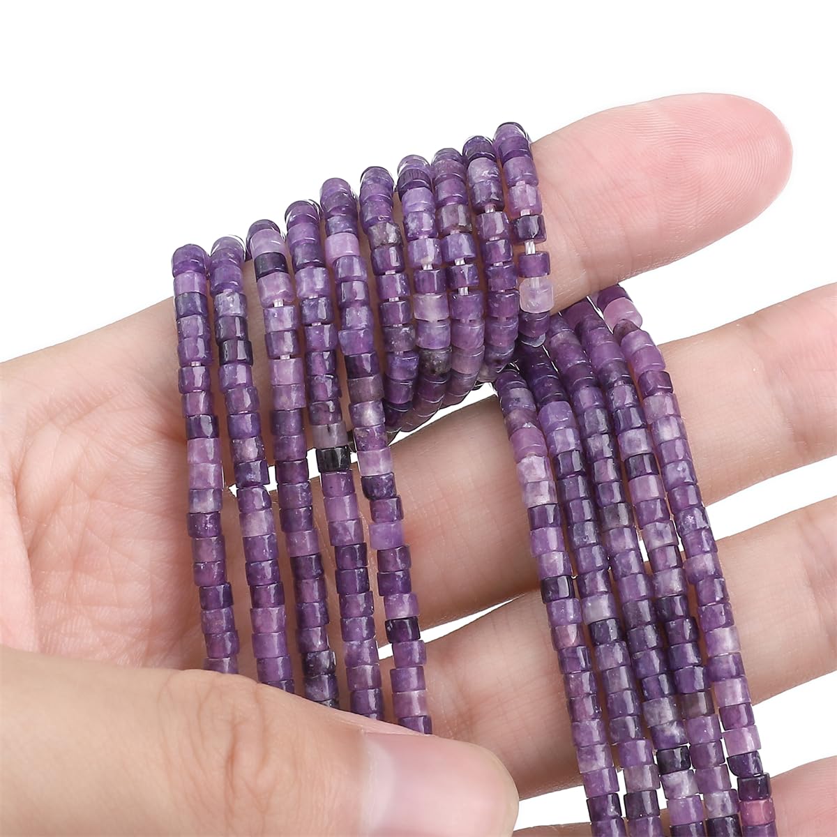 BEADIA Natural Amethyst Spacer Beads Caps Flat Round Loose Beads for Beading Jewelry Making 3mmx2mm 38cm
