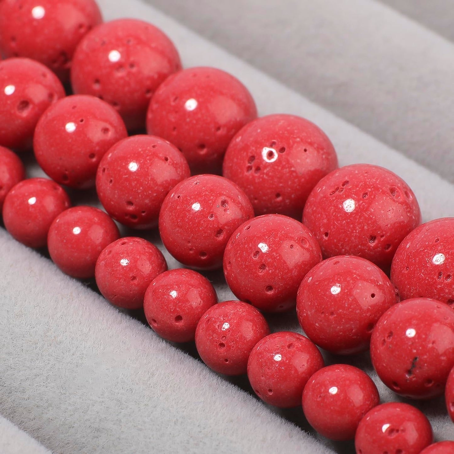 Yochus 45pcs Red Coral Beads，8mm Healing Power Natural Stone Round Loose Gemstone Beads for Jewelry Making Earring Necklace DIY Crafts