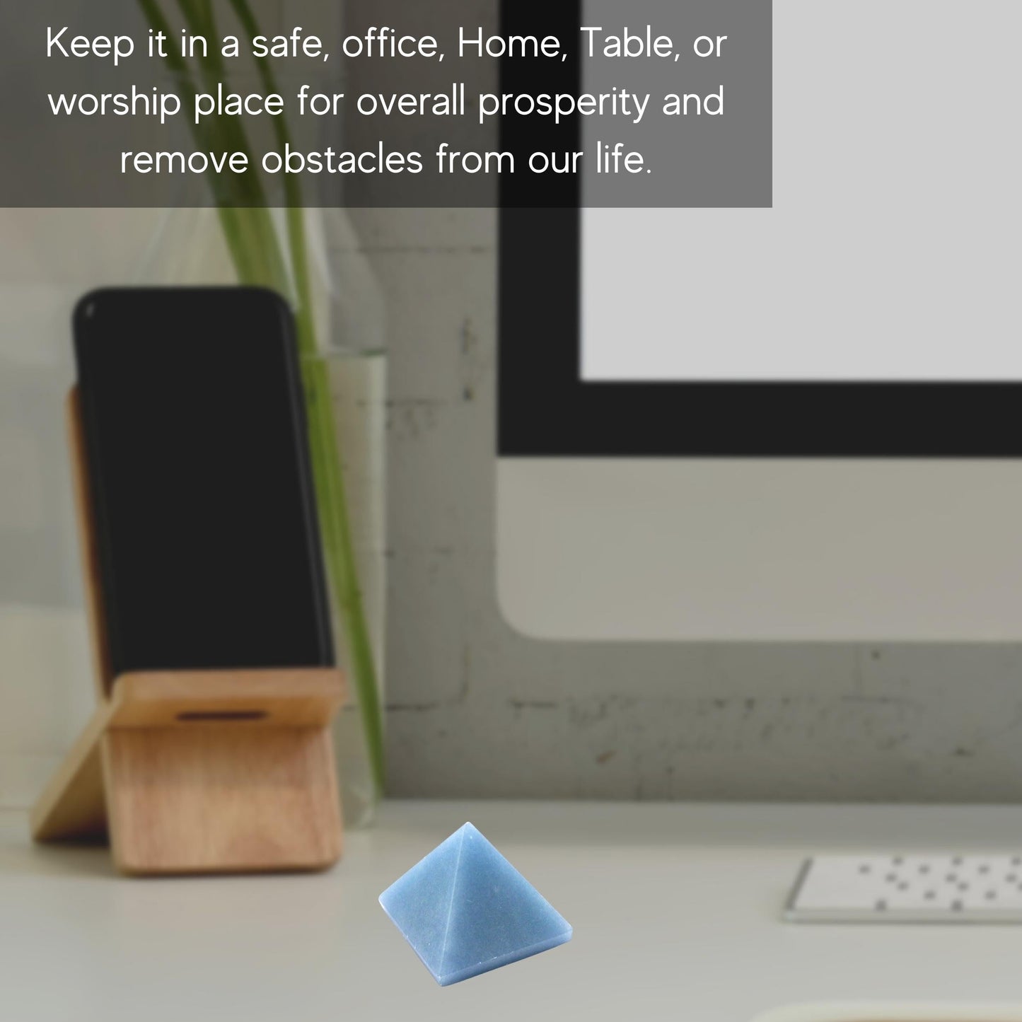 Amazing Gemstone Angelite Pyramid Crystal Healing Stones - 1" Great Pyramid Figurine of Natural Stone Pyramid for Meditation, Reiki, Chakra Balancing and Crystal Pyramids Grid
