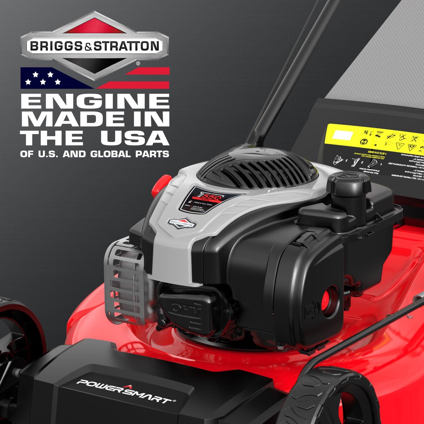 PowerSmart 21" Self-Propelled Lawn Mower with 140cc Briggs & Stratton Engine - Heavy-Duty Steel Deck, 6 Cutting Heights, 3-in-1 Mulching System