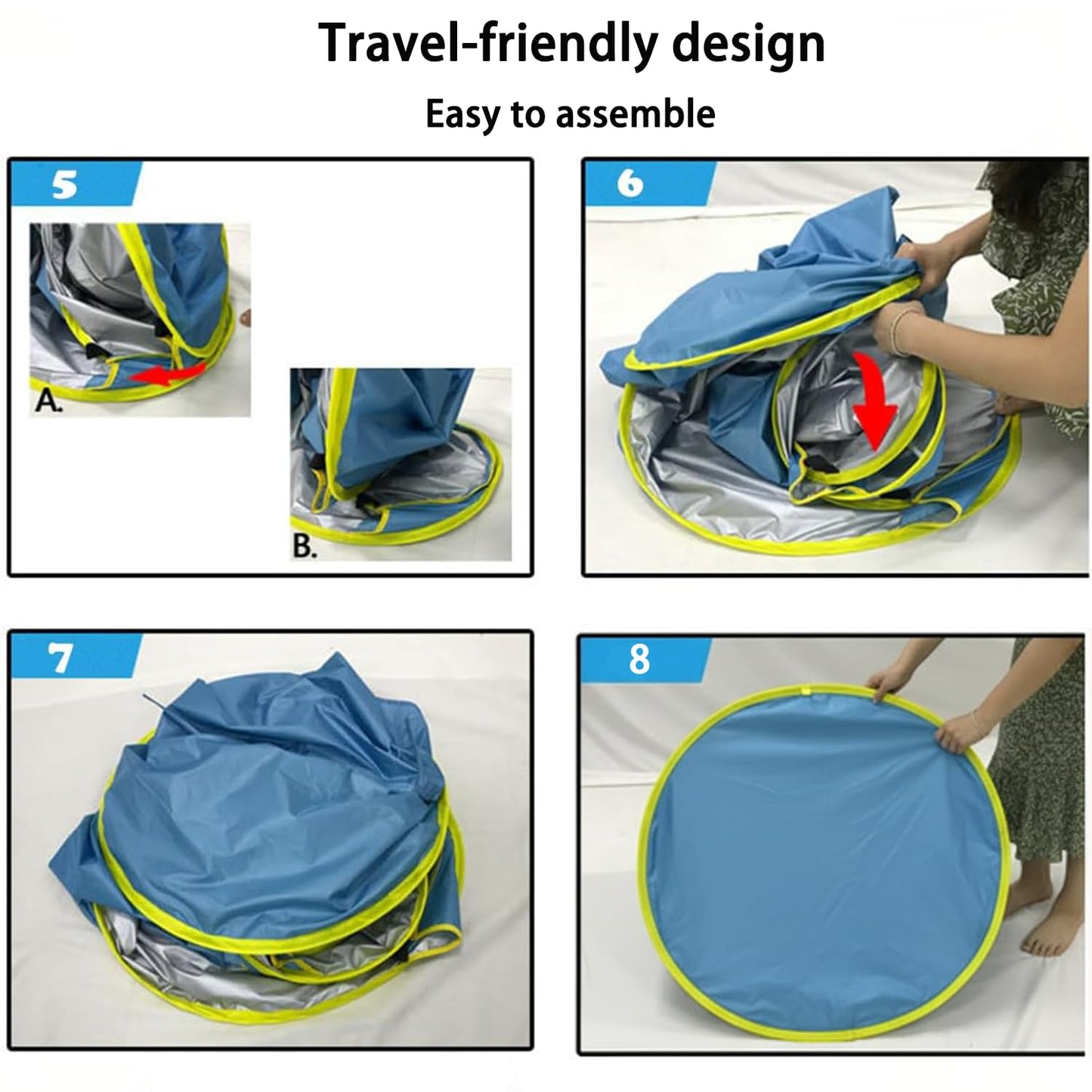 Baby Beach Tent with Pool, Pop Up Beach Tent Sun Shade for Infant Toddlers, Portable UV Protection Shade with Carry Bag for Outdoor Travel, Camping