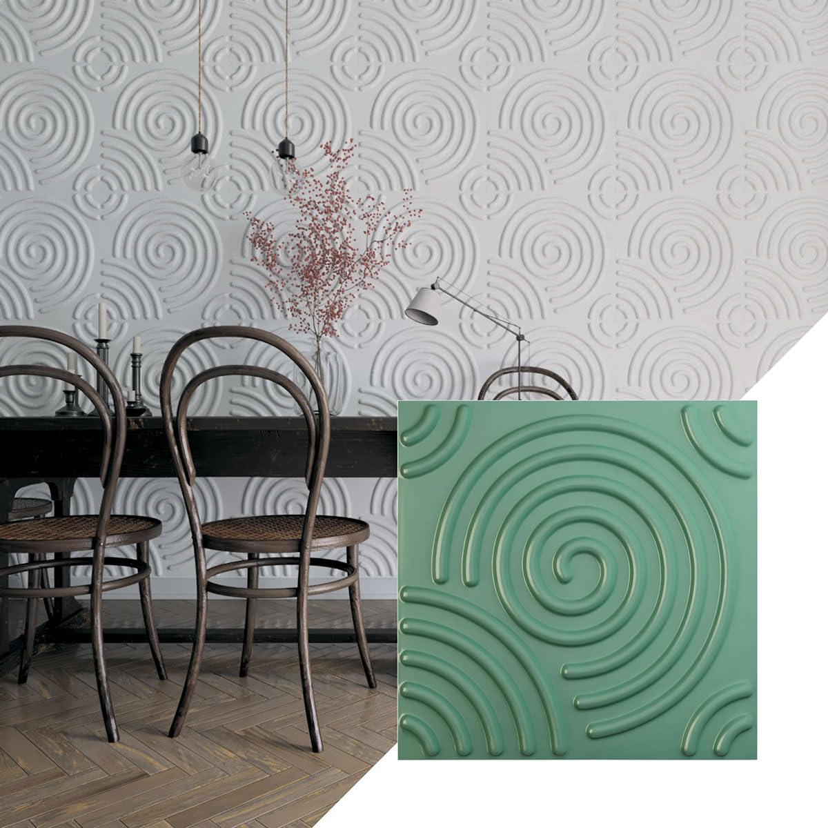 Ekena Millwork 19 5/8"W x 19 5/8"H Spiral EnduraWall Decorative 3D Wall Panel, Sea Mist (Covers 2.67 Sq. Ft.