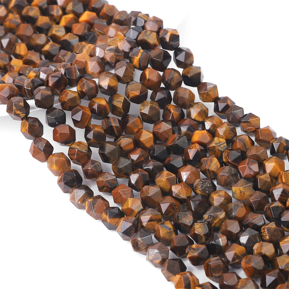 BEADIA Faceted Natural Yellow Tiger Eye Stone Round Beads 8mm 36cm/Strand for Jewelry Making