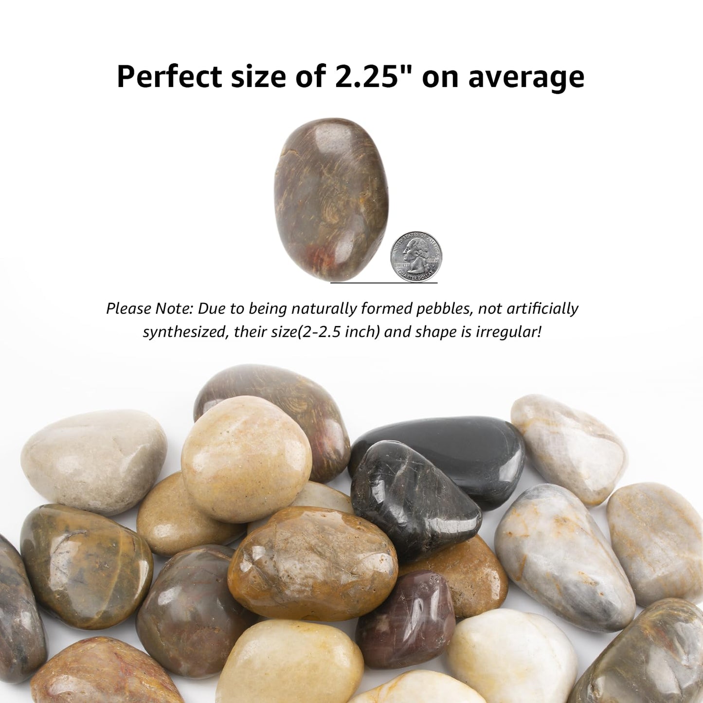10lbs 2-3 Inch River Rocks, Decorative Mixed Pebbles for Garden Landscaping, Indoor Plants, Fish Tanks, Vases, and Succulents – Ideal for Home Decoration and Outdoor Gardens (Mixed, Weight: 10 LB)