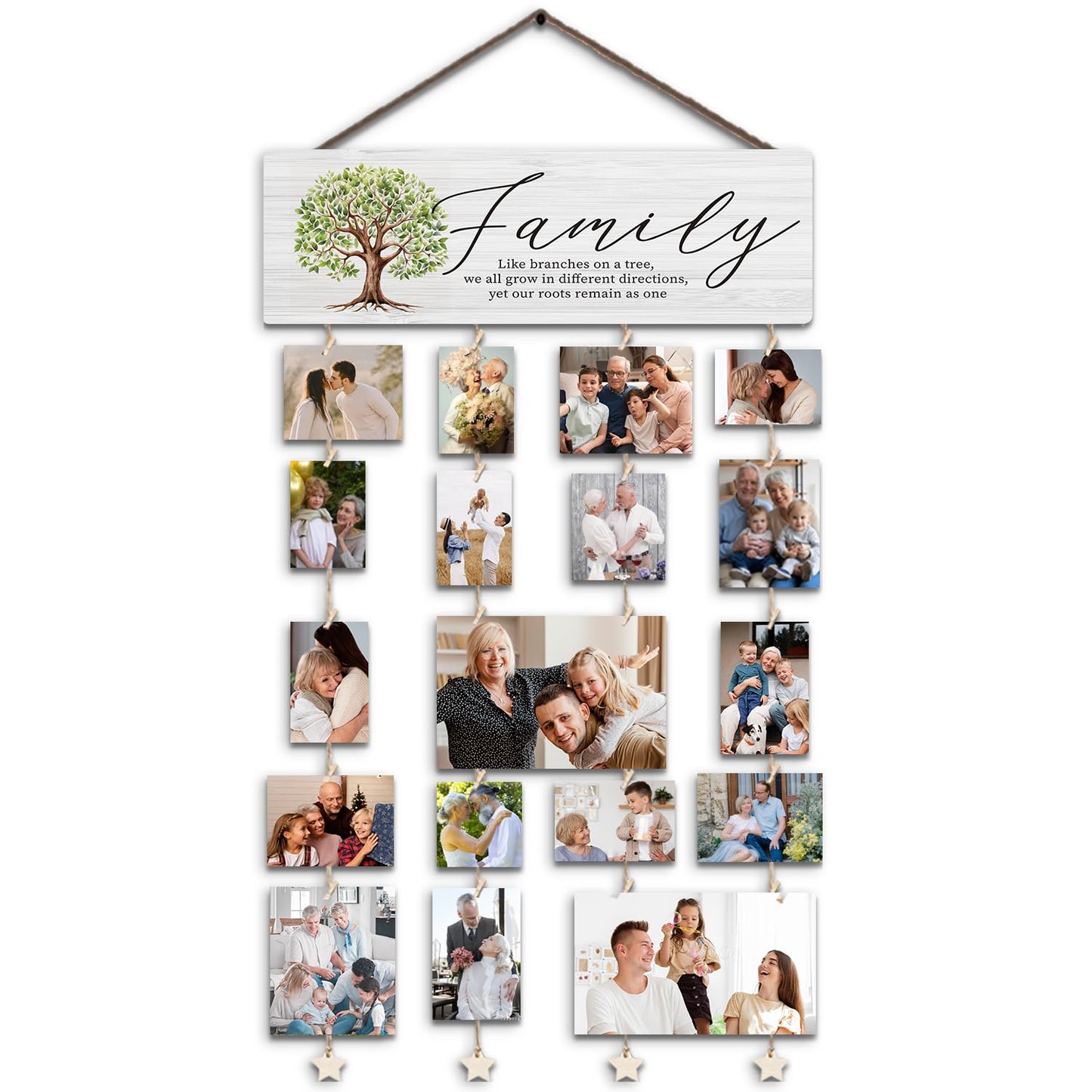 SJDFCSA Family Tree Picture Frame，Family Picture Frames Collage Photo Hanging Display Picture Board, Like Branches on a Tree Yet our Roots Remain as one, Home Living Room Bedroom Wall Decor XXXK