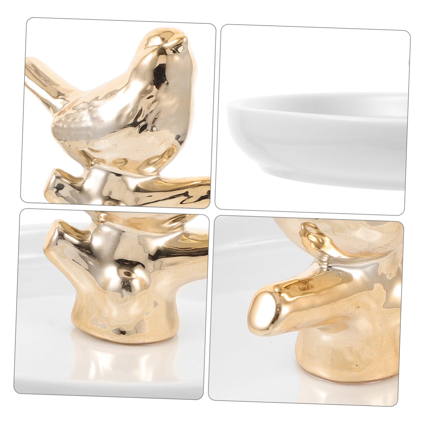JECOMPRIS Unique Ceramic Jewelry Dish Ring Holder Tray White Tray for Wedding Decor
