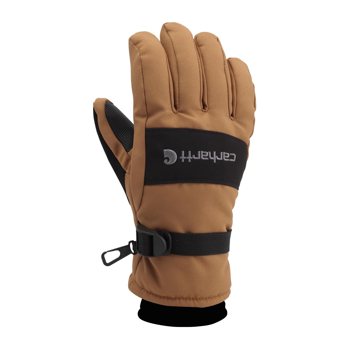 Carhartt Men's Waterproof Insulated Knit Cuff Glove, Brown Black, Medium