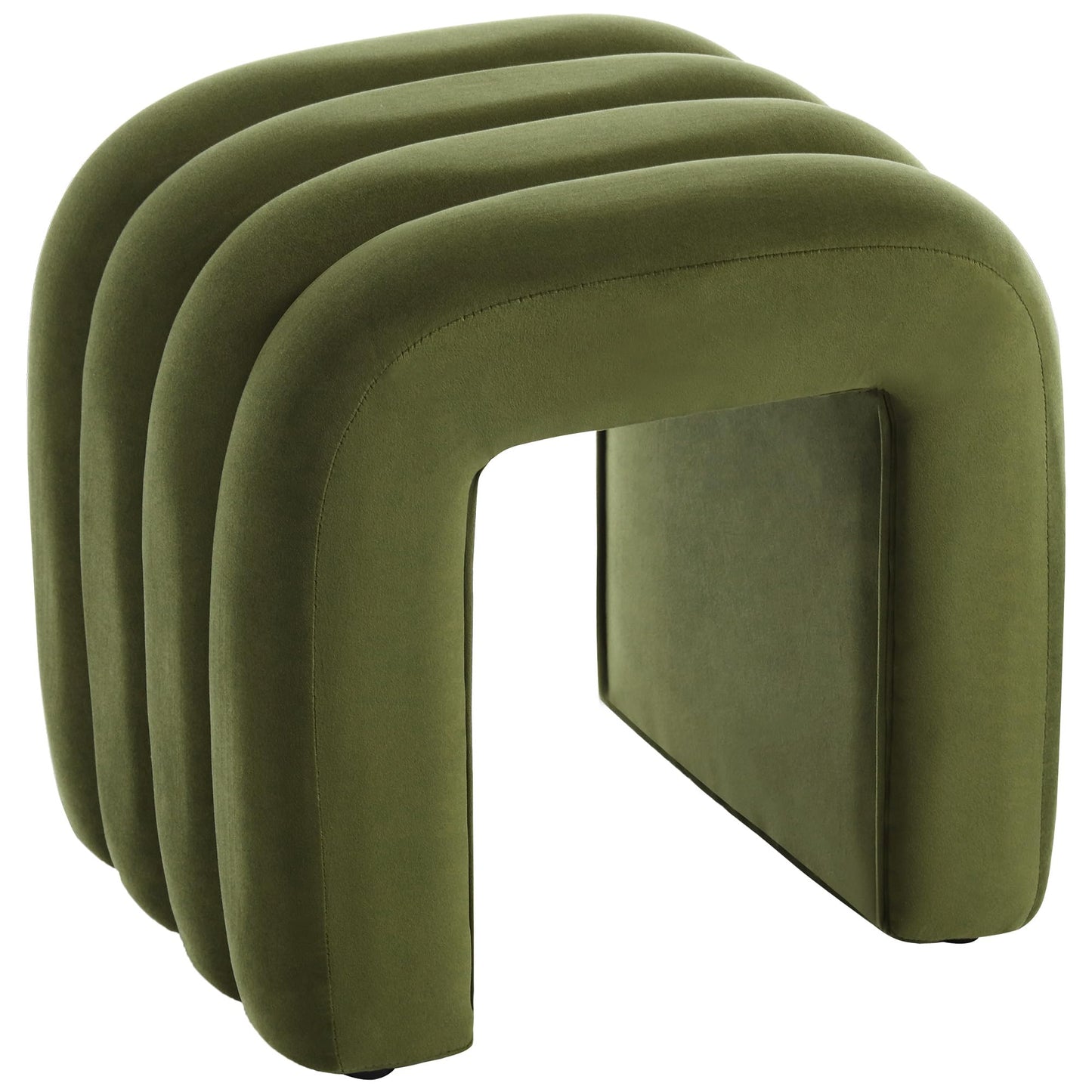 Scingu Multi-Functional Ottoman Stool, Footrest for Couch, Modern Vanity Stool for Make-up Room, Living Room and Entryway, Small Cute Footstool (Olive Green Velvet)