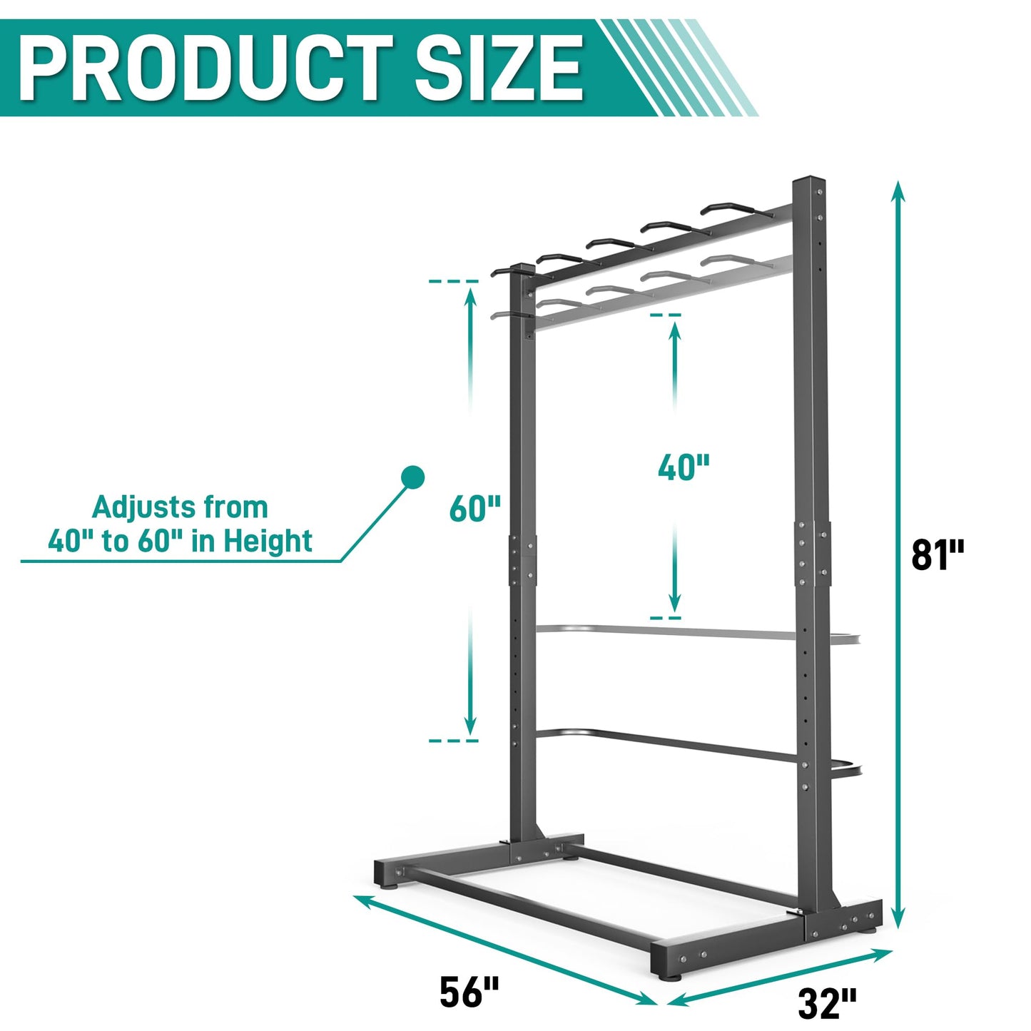 EVERHANGER Freestanding Bike Rack, Vertical Bike Rack Stand for Garage, Bicycle Storage Organizer, Holds Up to 5 Bikes