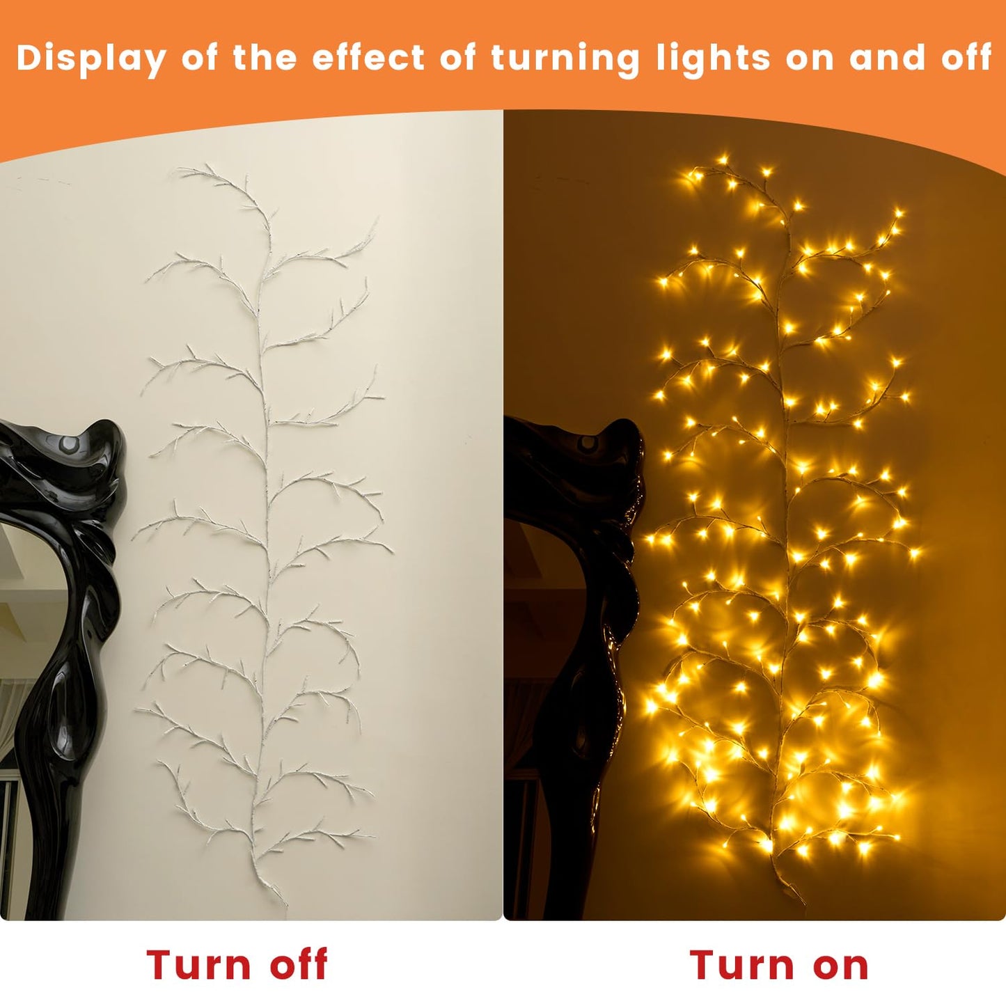 Yepfom Enchanted Willow Vine Lights with Remote, 18 Branches 144 LEDs Lighted Willow Vine for Wall Decor, Indoor Christmas Swags Decorations for Bedroom, Living Room & Home Decor