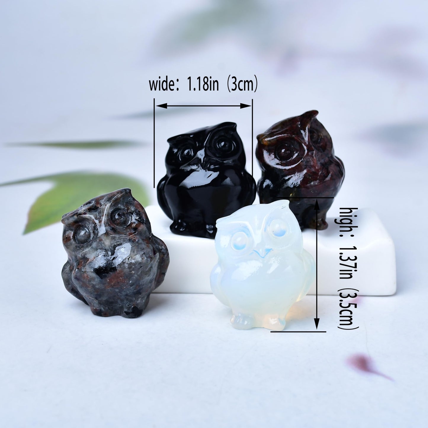 WUYOUSHI Opal Owl Decor Healing Crystal Statue Polished Gemstone Spiritual Decor for Home & Office Desk Energy Stone Gift for Women, Men (Meditation, Reiki)