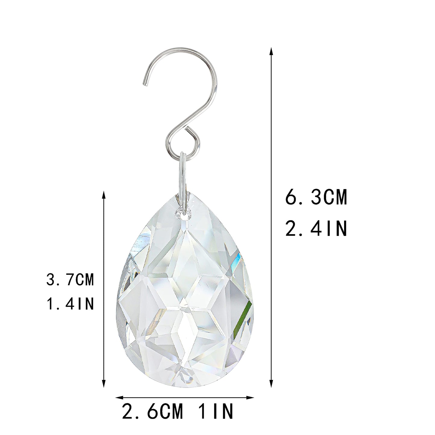 10pcs 38mm Clear Crystal Teardrops Chandelier Parts,Chandelier Crystal Prisms Pendants with Hook,Hanging Crystals for Lamp Window Christmas Tree Decoration Suncatcher