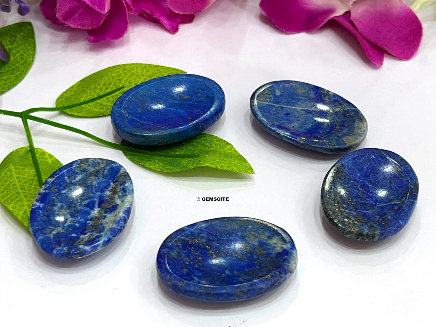 Wholesalegemshop Lapis Lazuli Thumb Worry Stones Metaphysical Gemstone Crystal Healing Reiki Men Women Gift FENG Shui Positive Energy Love Wellness Palm Stones Wicca Powerful