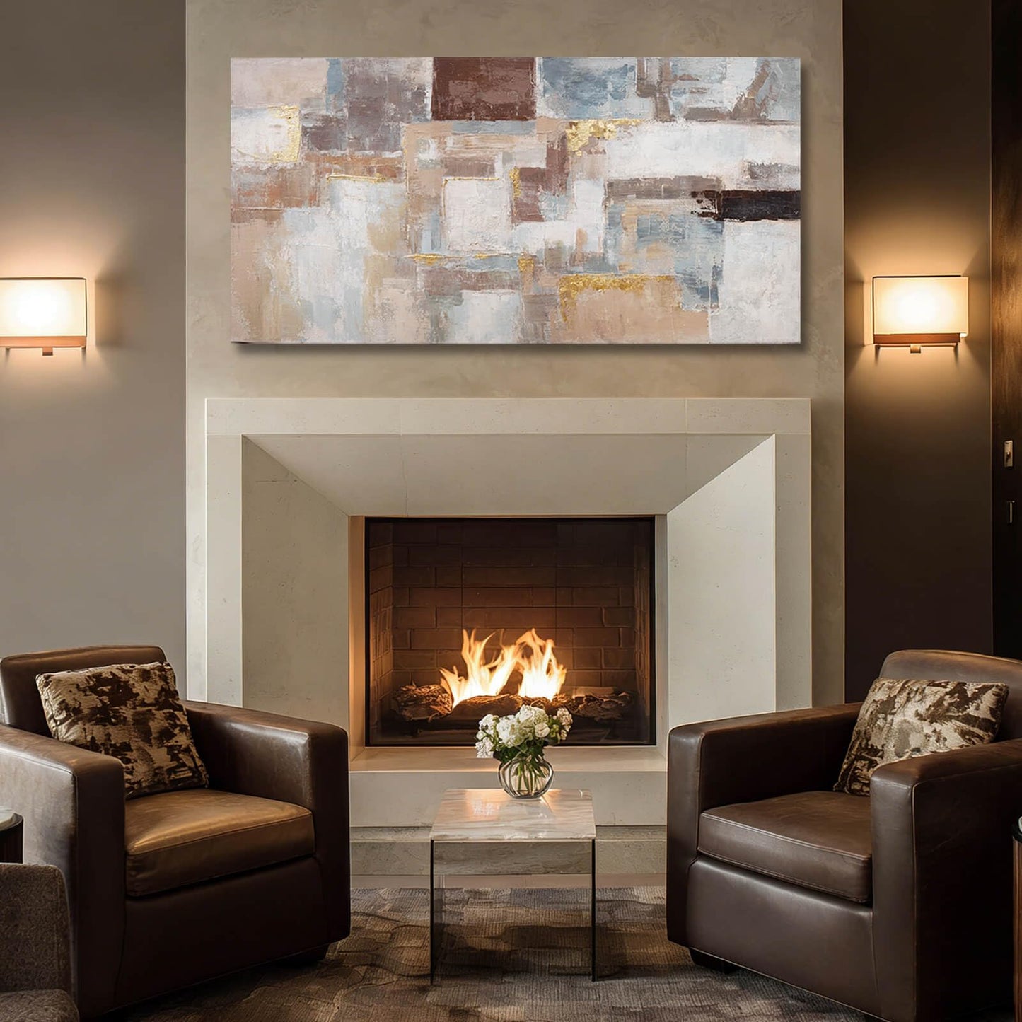 Grey Pictures Wall Art Framed Canvas Prints Abstract Wall Decor Contemporary Artwork for Dining Room Office 24"x 48" Home Decorations