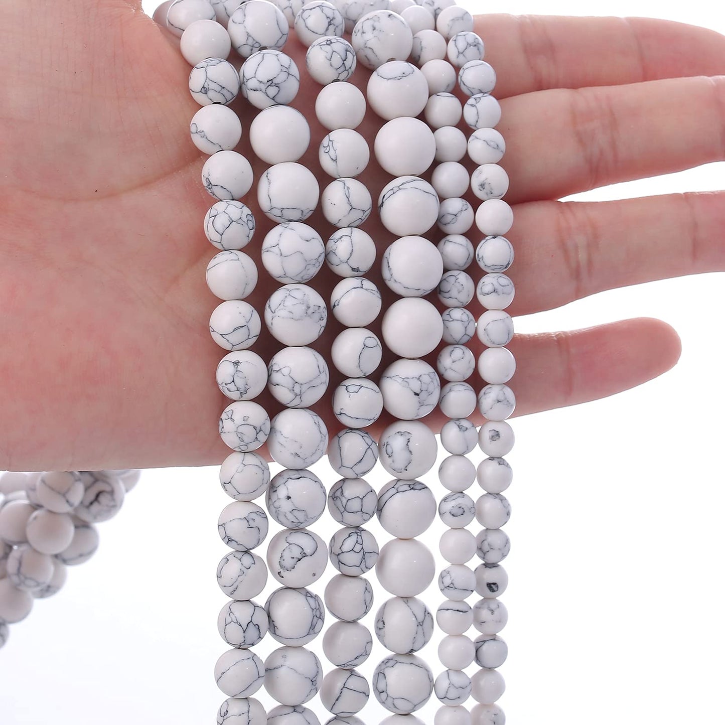 45PCS 8MM White Howlite Turquoises Round Loose Beads Natural Gemstone Beads for Jewelry Making DIY Bracelet Necklace 15"