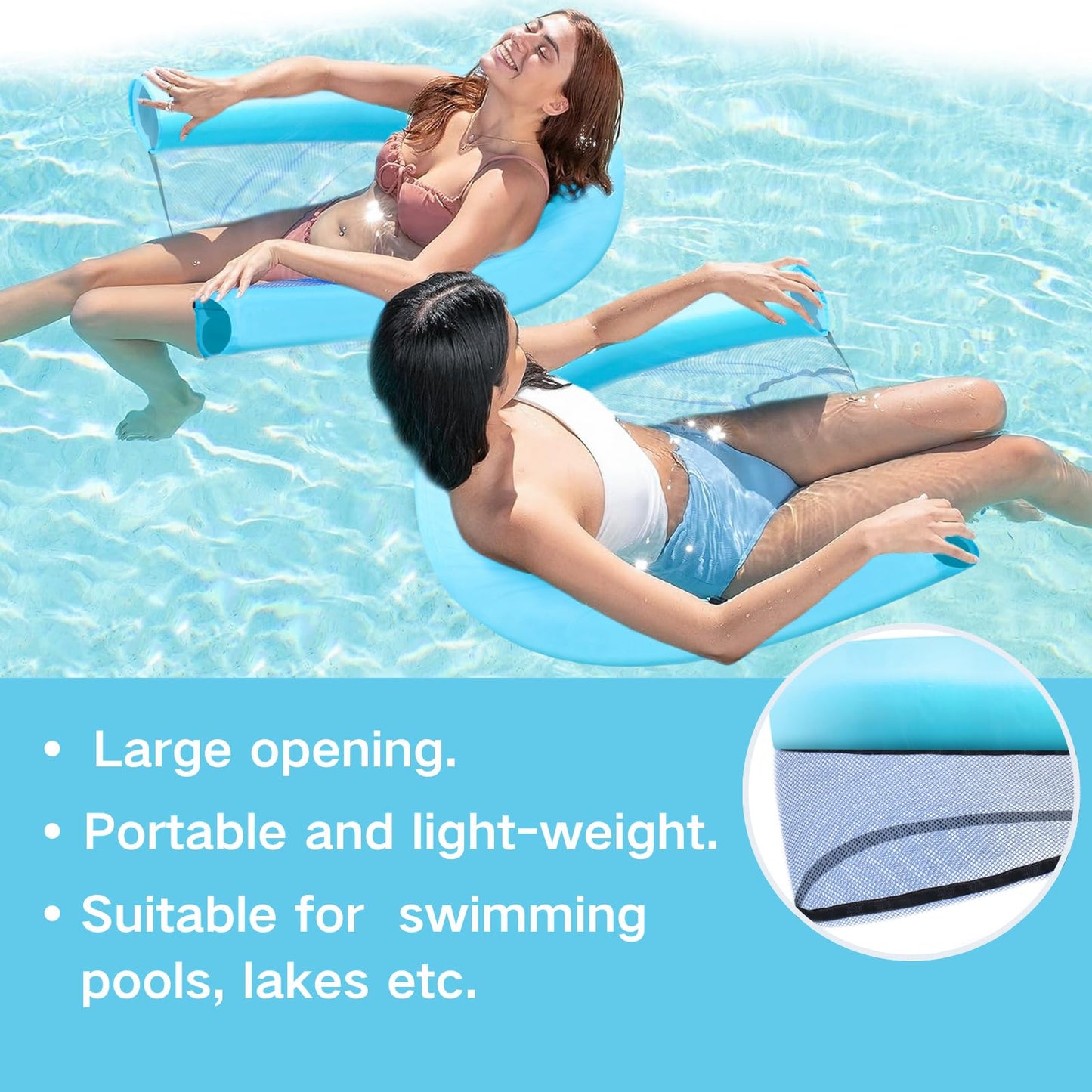 WUBOECE 2 Pack Swimming Pool Noodle Floating Mesh Chair for Adults Pool Float Chair Noodle Chair Floats for Swimming Water Relax (Noodle Not Included)