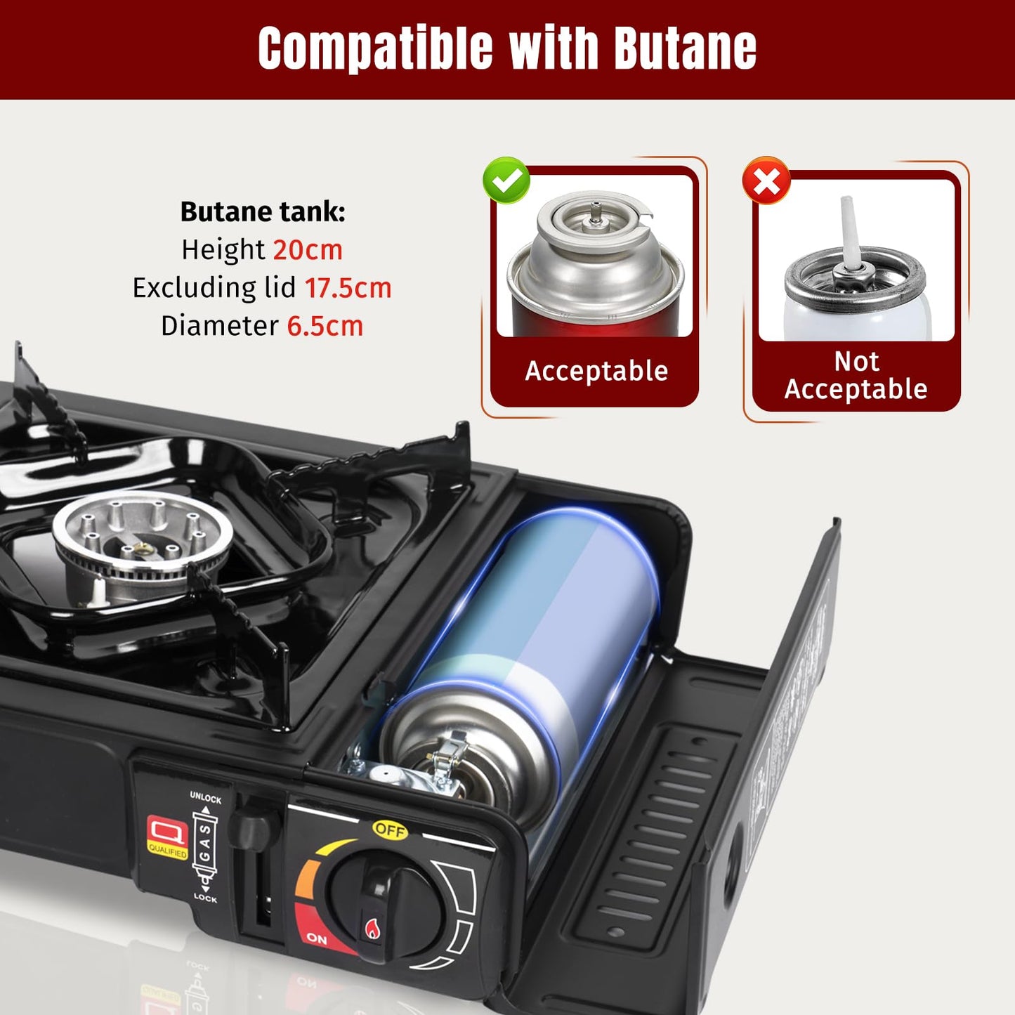 SHINESTAR Butane Camping Stove with Carrying Case, Portable Stove for Camping, Hiking, Emergencies, Tailgating Essentials, 7800 BTUs Output