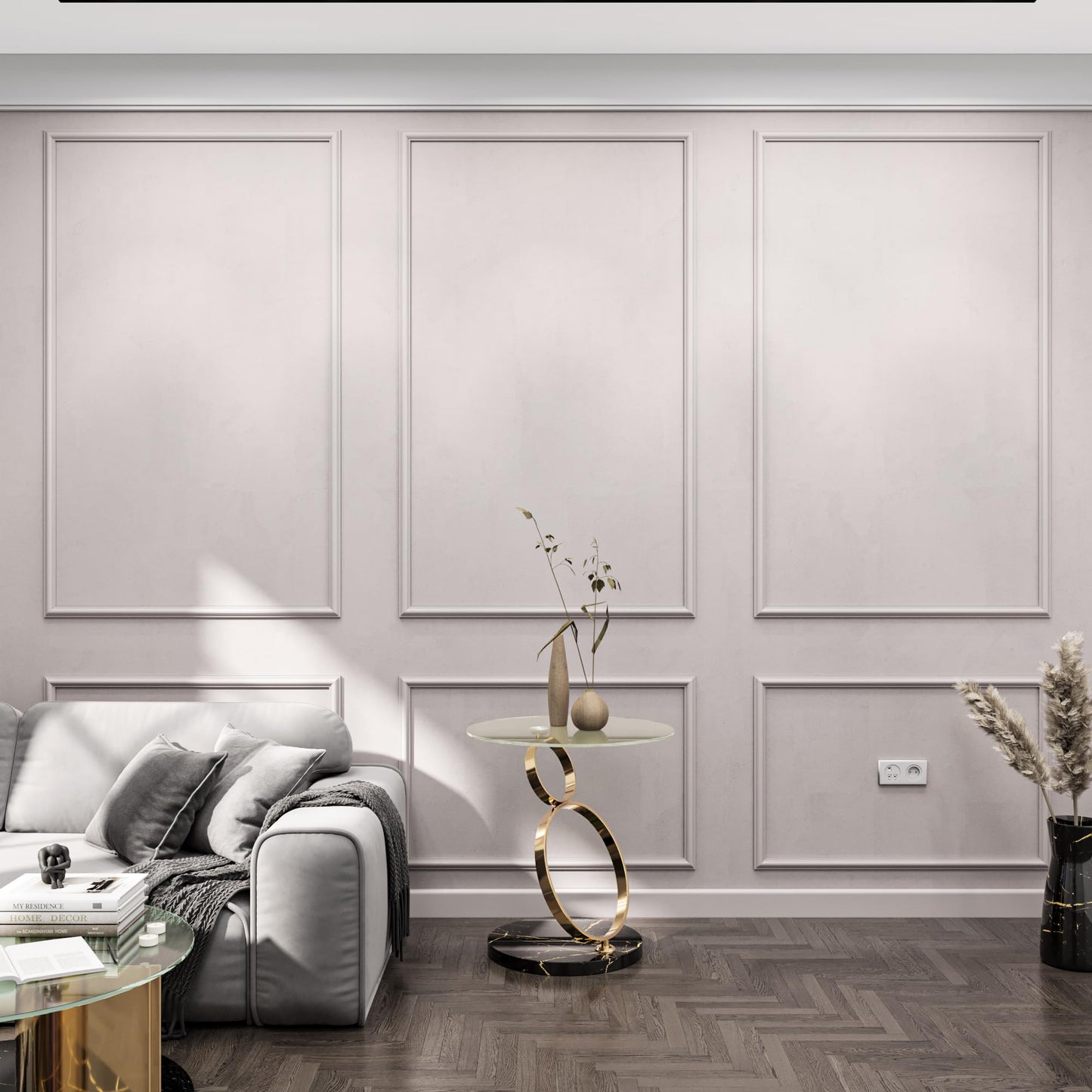 Birdeco Wall Molding Kit for Interior Walls – Pre-Cut Wall Trim, Factory Primed Moulding for Wainscoting, Accent Wall & Picture Frame Panels, Easy Install, Ready to Assemble for Living Room & Bedroom
