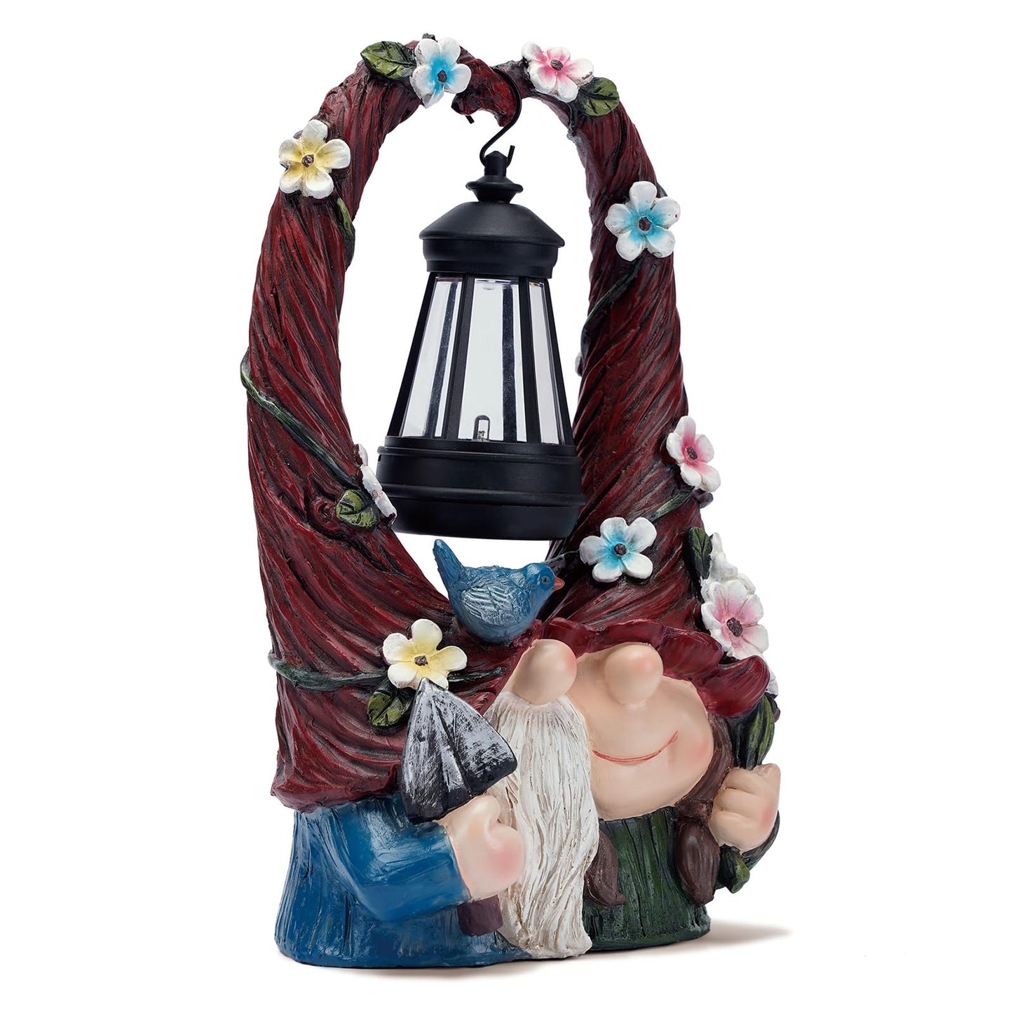Joint Honglin Outdoor Couple Gnome Decorations with Solar Light Lantern Double Cute Gnomes Resin Statues Outdoor Decor Gifts for Valentine's Day Anniversary(Couple Gnome)