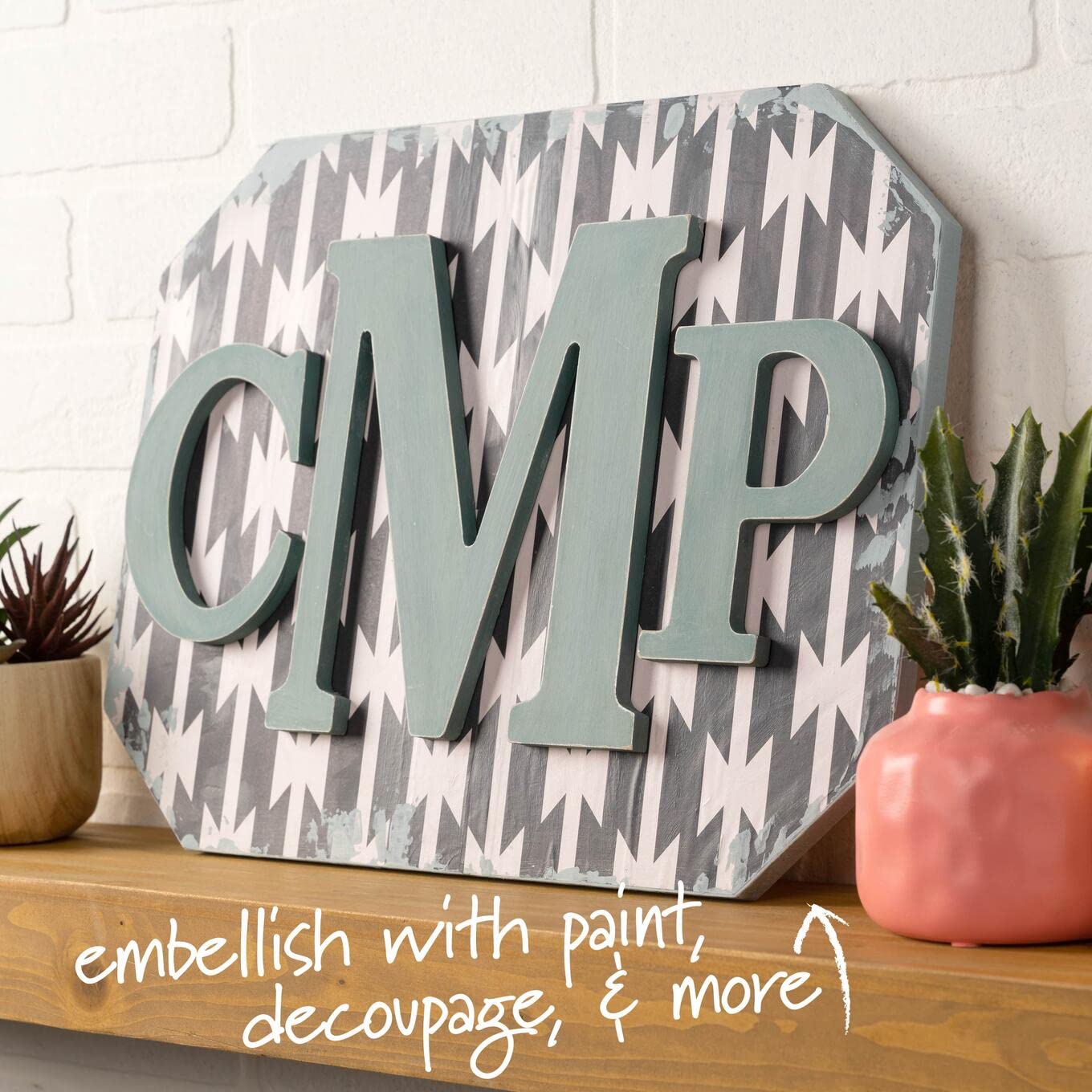 Plaid Unfinished Wood Letter, 8" Wooden Surface Perfect for DIY Arts and Crafts Projects, 63583