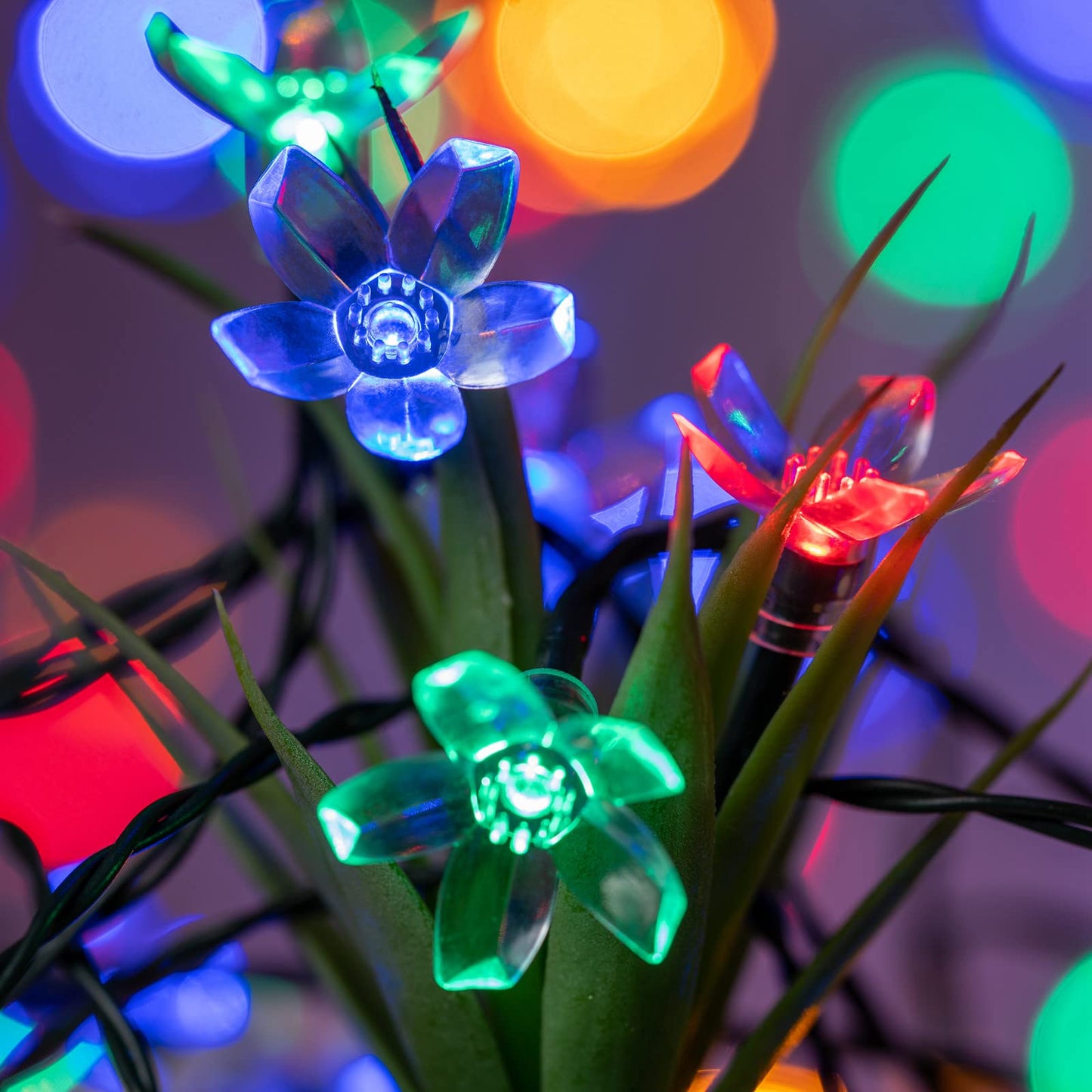 YULETIME Multicolor Sakura LED String Lights, 33 ft 100 Count 8 Modes USB Powered Novelty String Lights (Multicolor, Sakura)