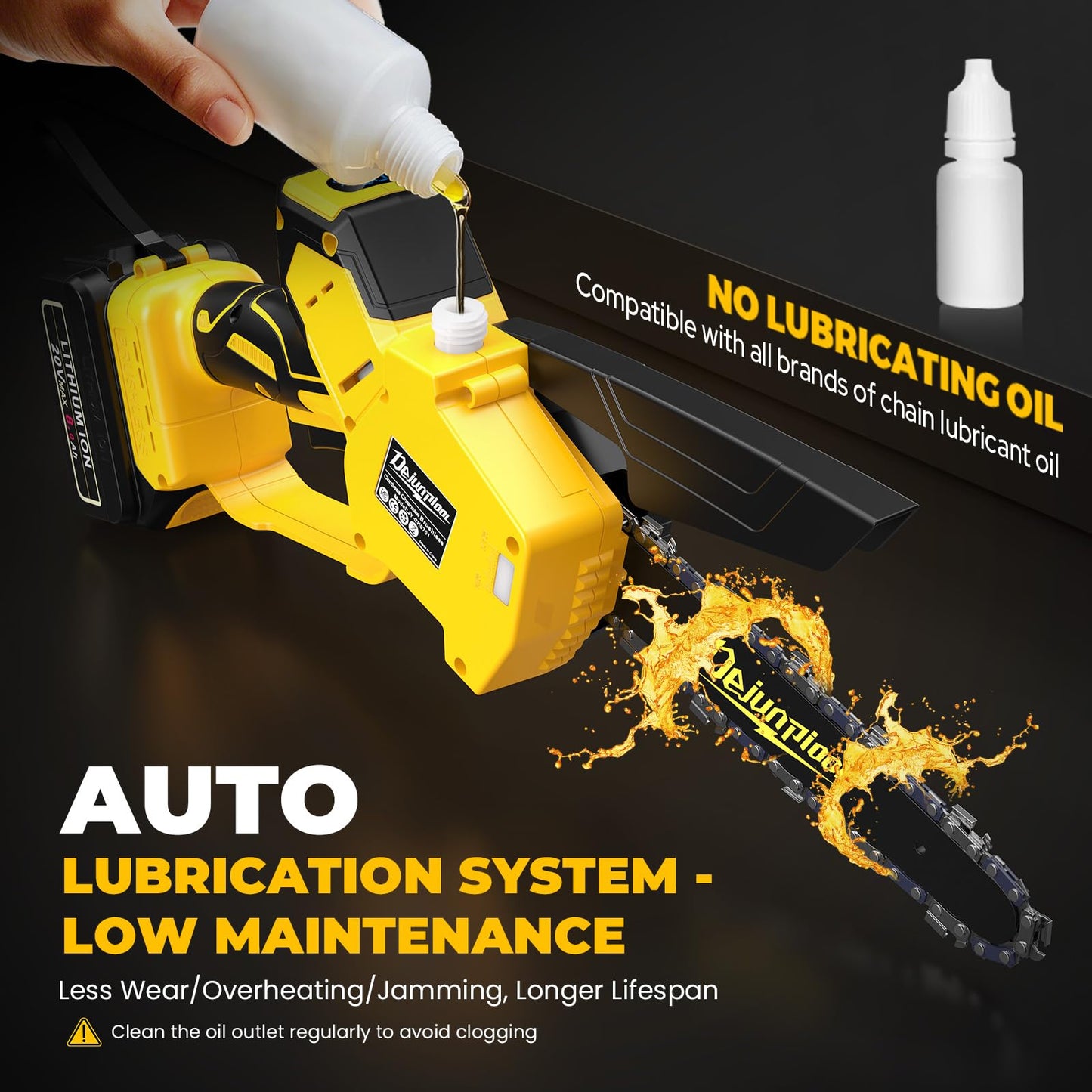 Cordless Mini Chainsaw Compatible with Dewalt 20V MAX Battery, 6 Inch & 8 Inch Small Electric Chainsaw Brushless, 2x 6'' + 2x 8'' Chains, Auto Oiler, Handheld Pruning Tree Saw (Tool Only)