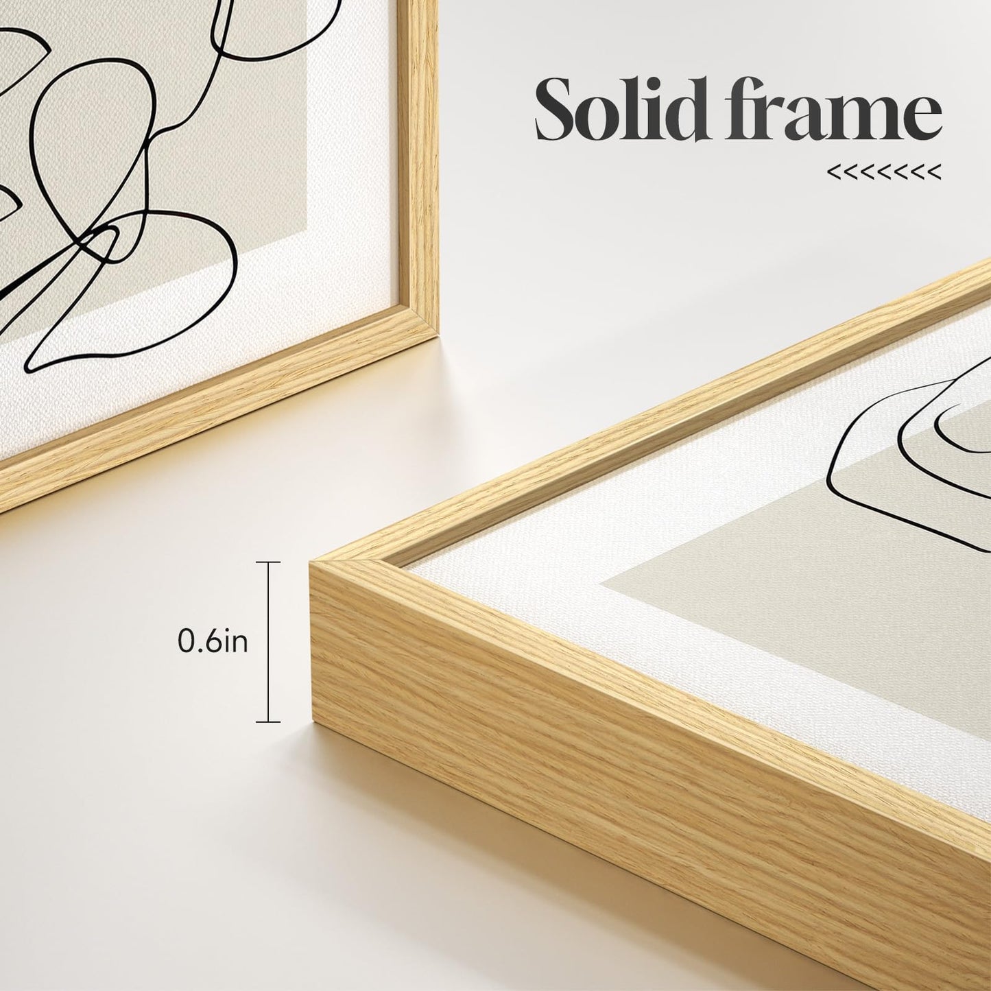 Framed Floral Art Bedroom Wall Art, 3 Piece Neutral Botanical Line Artwork for Walls, Minimalist Flower Leaf Picture Prints, Beige Botanical Painting for Living Room Kitchen Hallway Office, 12x16 Inch