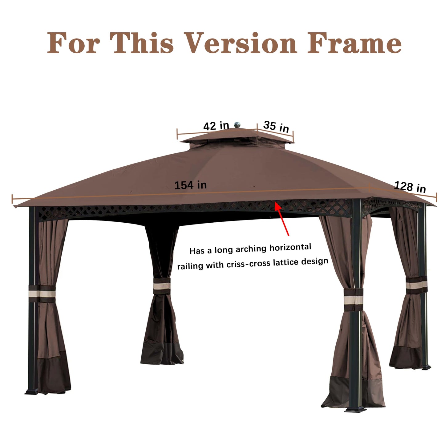 SCOCANOPY Replacement Canopy Cover Compatible with Windsor Gazebo L-GZ717PST-C, 810213583,(Brown)