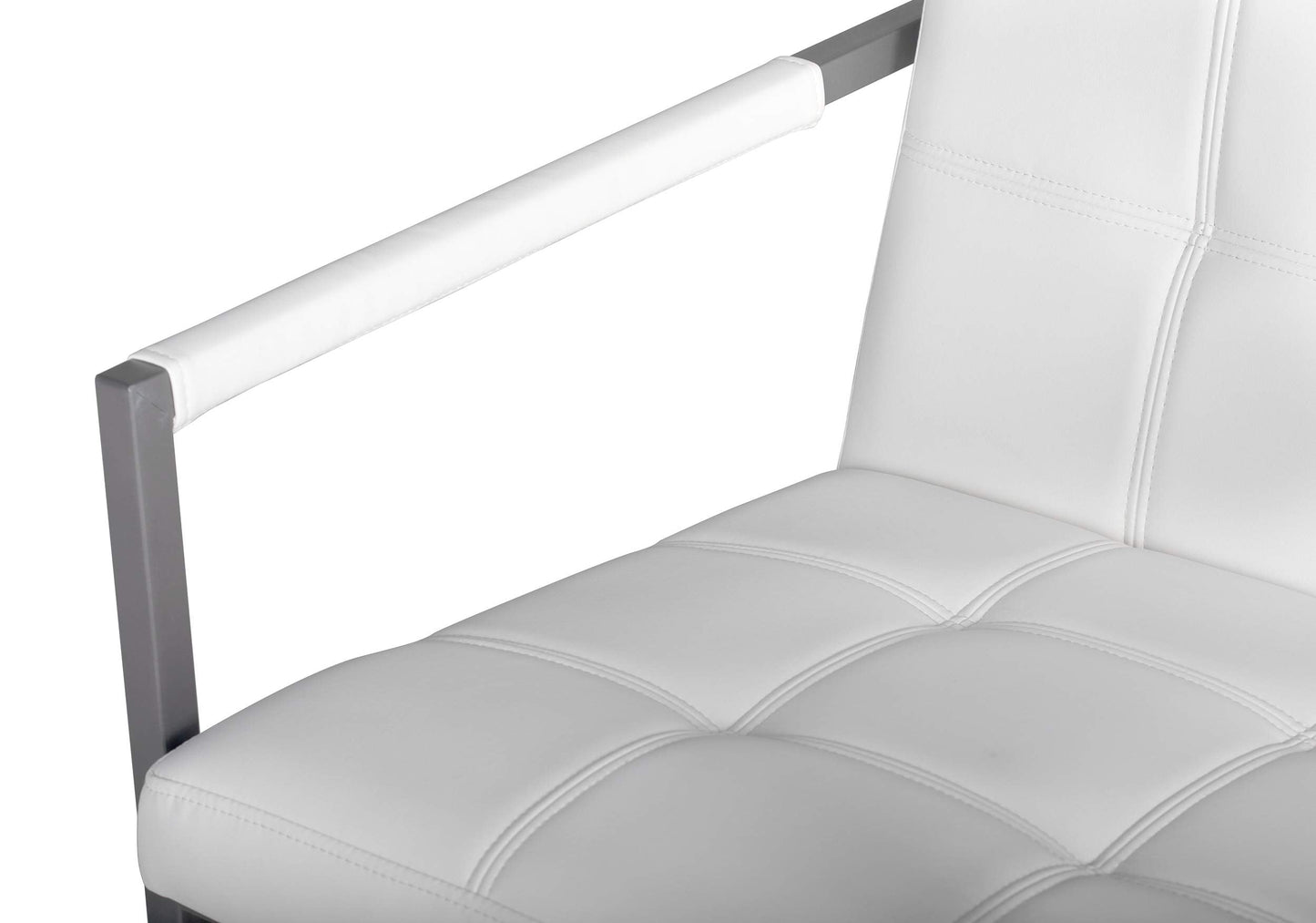 Studio Designs Home Modern Accent Chair Camber Mid-Century, Pewter Grey Metal Frame & White Bonded Leather