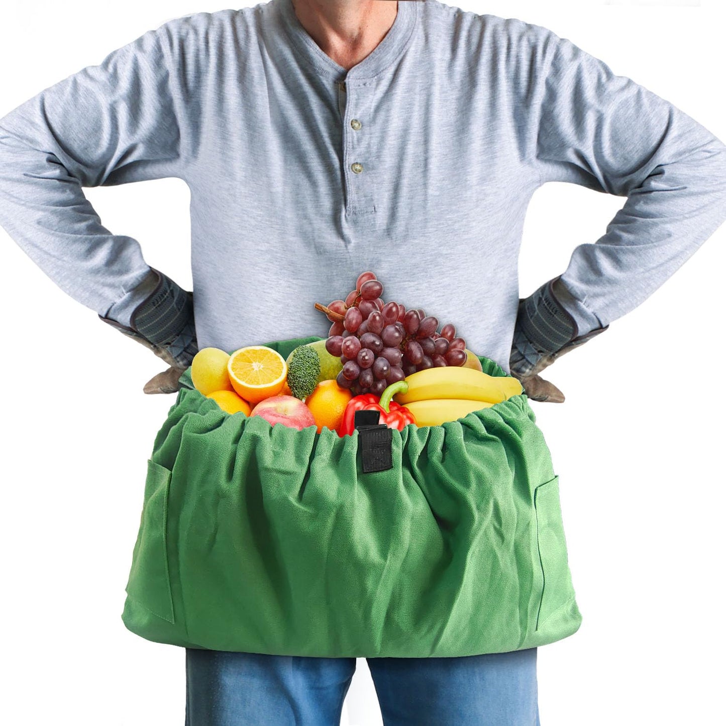 BOHEMIABY Gardening Apron Harvest Apron with Pockets, Green Garden Apron, Adjustable Waist Belt (Waist Apron)