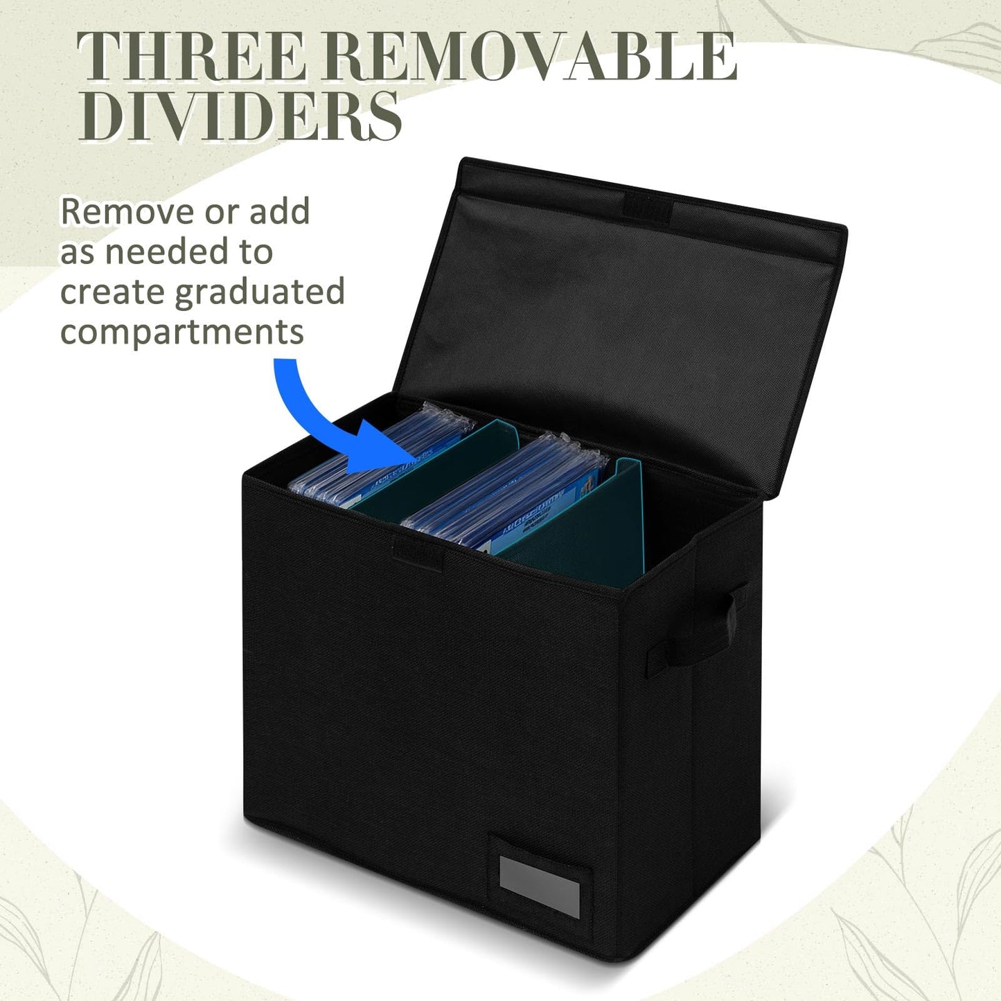 Yearntown 2 Pack Graded Comic Book Storage Box 15.5 x 9.5 x 13.5 Inch Collapsible Holds 56 Comic Book Organizer with Lid Labe 3 Removable Box Partitions, Black