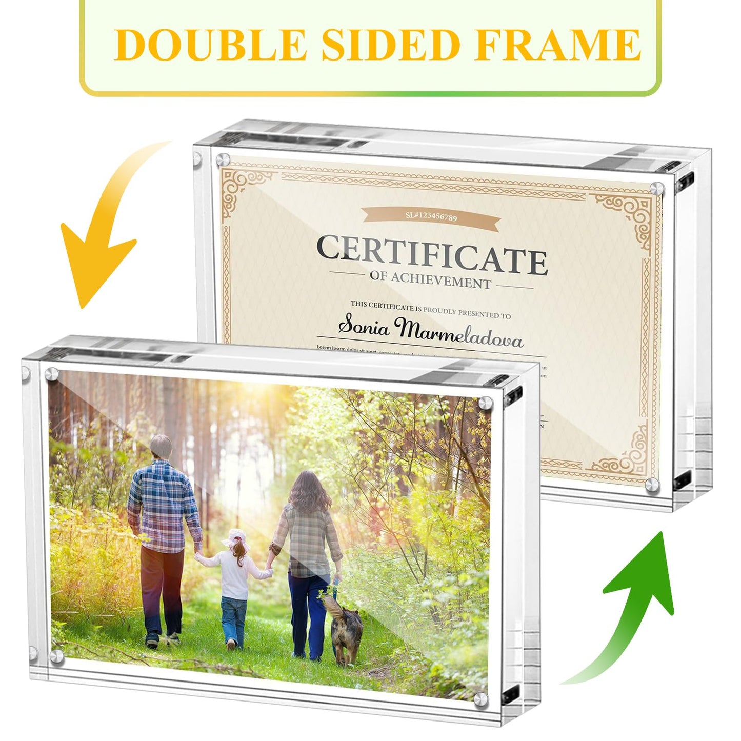 Boxalls Acrylic Photo Frame 9 x 13 cm (3.5 x 5 inch), Double Sided Picture Frame with Magnetic, Clear Frameless Desktop Photo Block