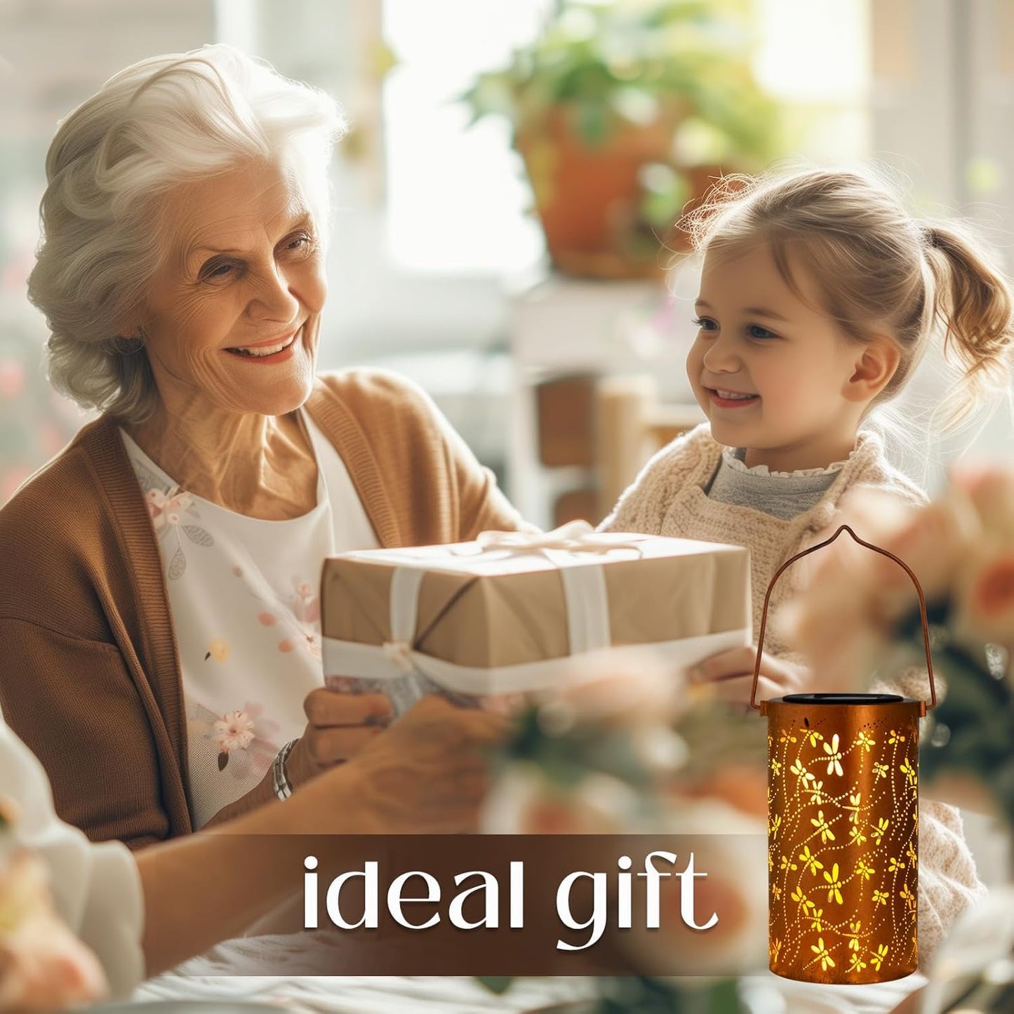 DIBIEECN Mothers Day Gifts for Mom, Birthday Gifts Grandma Ladies Solar Lanterns Outdoor Hanging Hollowed-Out Metal Waterproof LED Garden Decor Outside for Patio Yard Porch, Dragonfly, 1 Pack