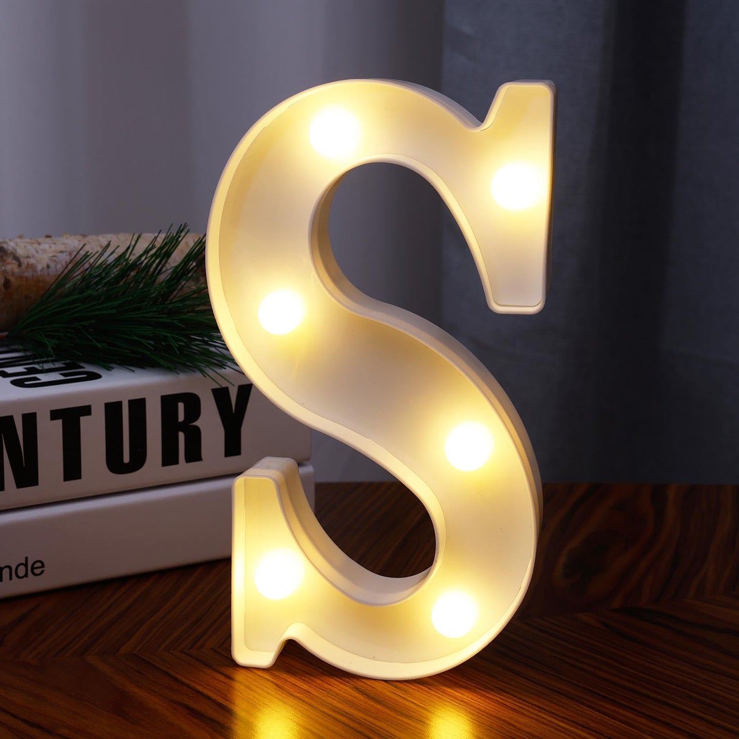 DyingSwan Small Led Marquee Letters, Light Up Letters, 8.58 Inch Led Letter Lights, Battery Powered Lighted Sign for Table, Party, Birthday, Christmas Decor (Letter S)