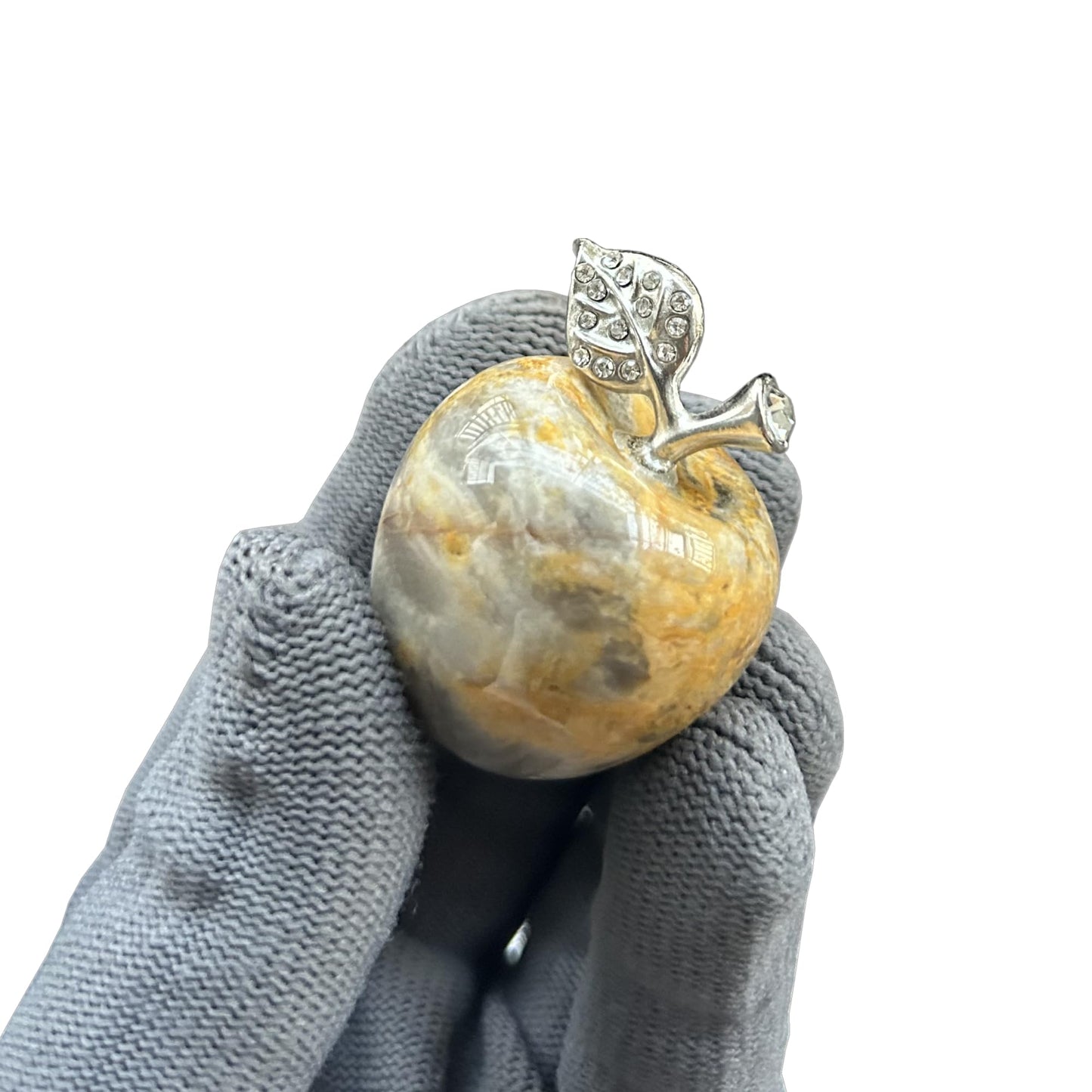 Sunshcat Natural Yellow Crazy Lace Agate 1.18 Inchs Apple Crystal and Healing Stone Statues,Room Decoration Christmas Decorations Thanksgiving Gifts Office Gifts Collectibles