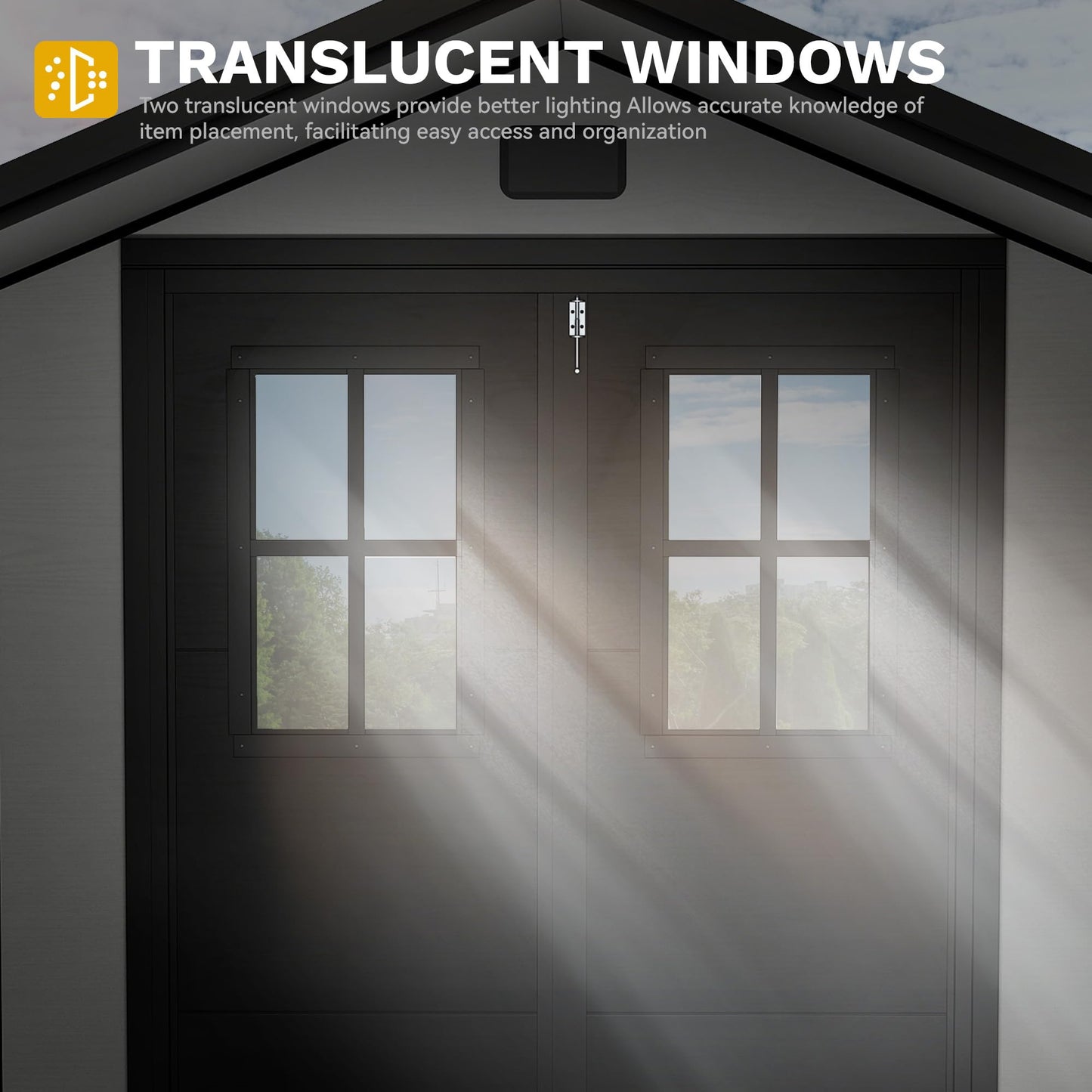 DWVO 6x4.4 FT Outdoor Storage Shed, Plastic Garden Tool Shed with 2 Windows, Double-Wall Outside Shed for Lawn Mower, Garden Tool for Backyard, Patio, Lawn