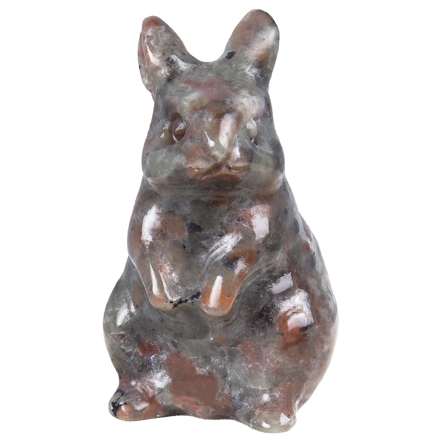 QLRSUXN Yooperlite Bunny Figurine,Hand-Carved Rabbit Statue for Home Decor,1.6" Healing Crystal Desk Ornament, Easter Gift for Women Men,Lucky Feng Shui Charm for Office,Cute Animal Spirit Totem