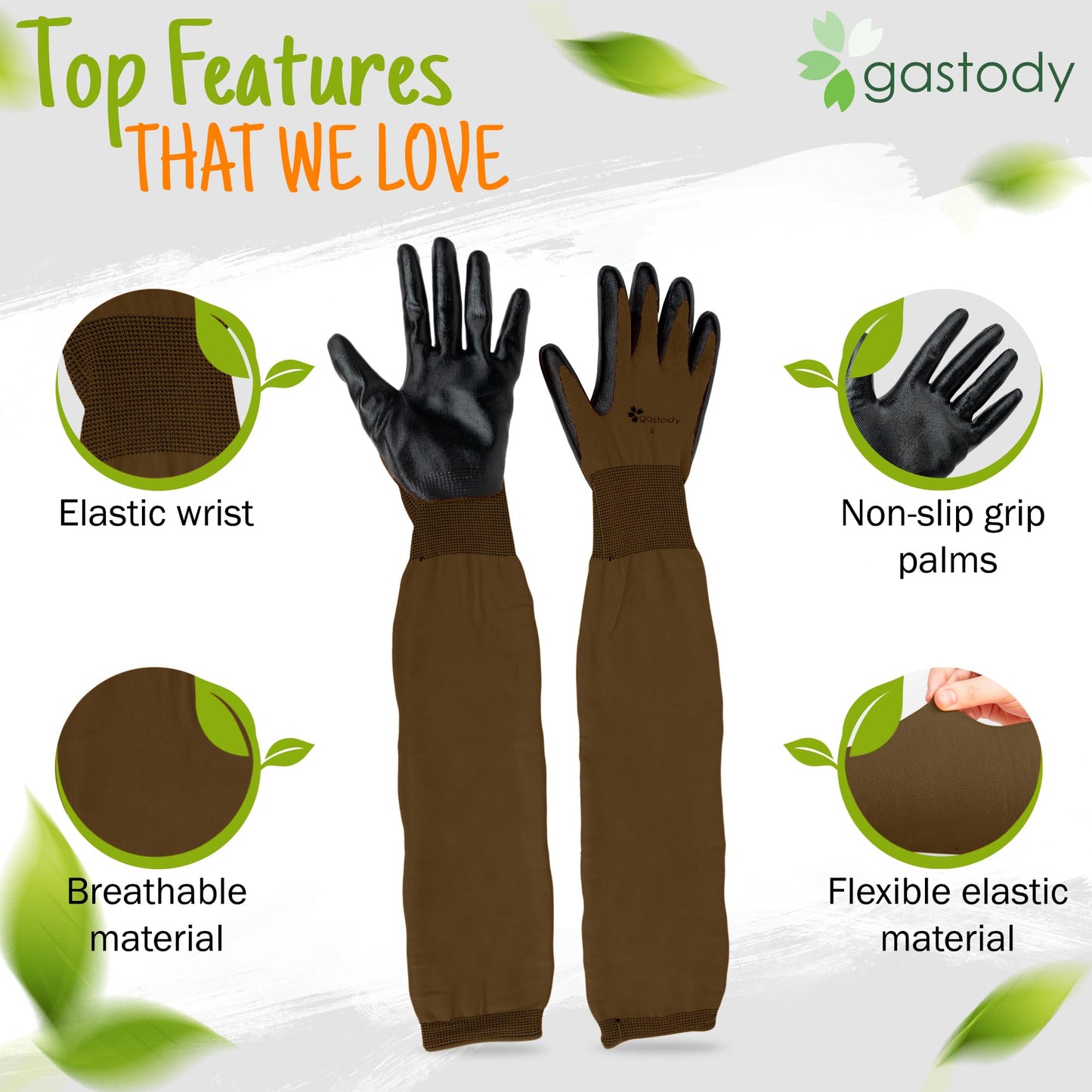 Gastody™ Long Gardening Gloves Women and Men M - Long Sleeve Garden Gloves Multipurpose Heavy Duty Outdoor and Indoor - Long Cuff Garden Gloves - Thorn Resistant Protective Work Rose Pruning Gloves