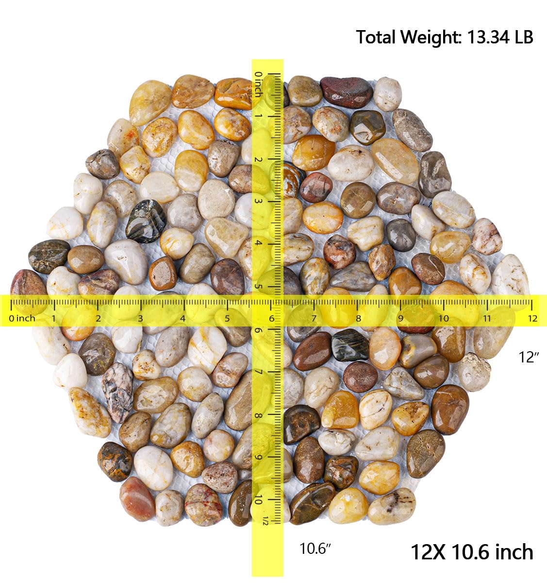 Qualdout River Rocks Stepping Stones Pavers Outdoor for Garden Walkway, Pebbles Polished Gravel for Yard Lawn Patio Pathway Landscaping, Set of 6 (Hexagon)