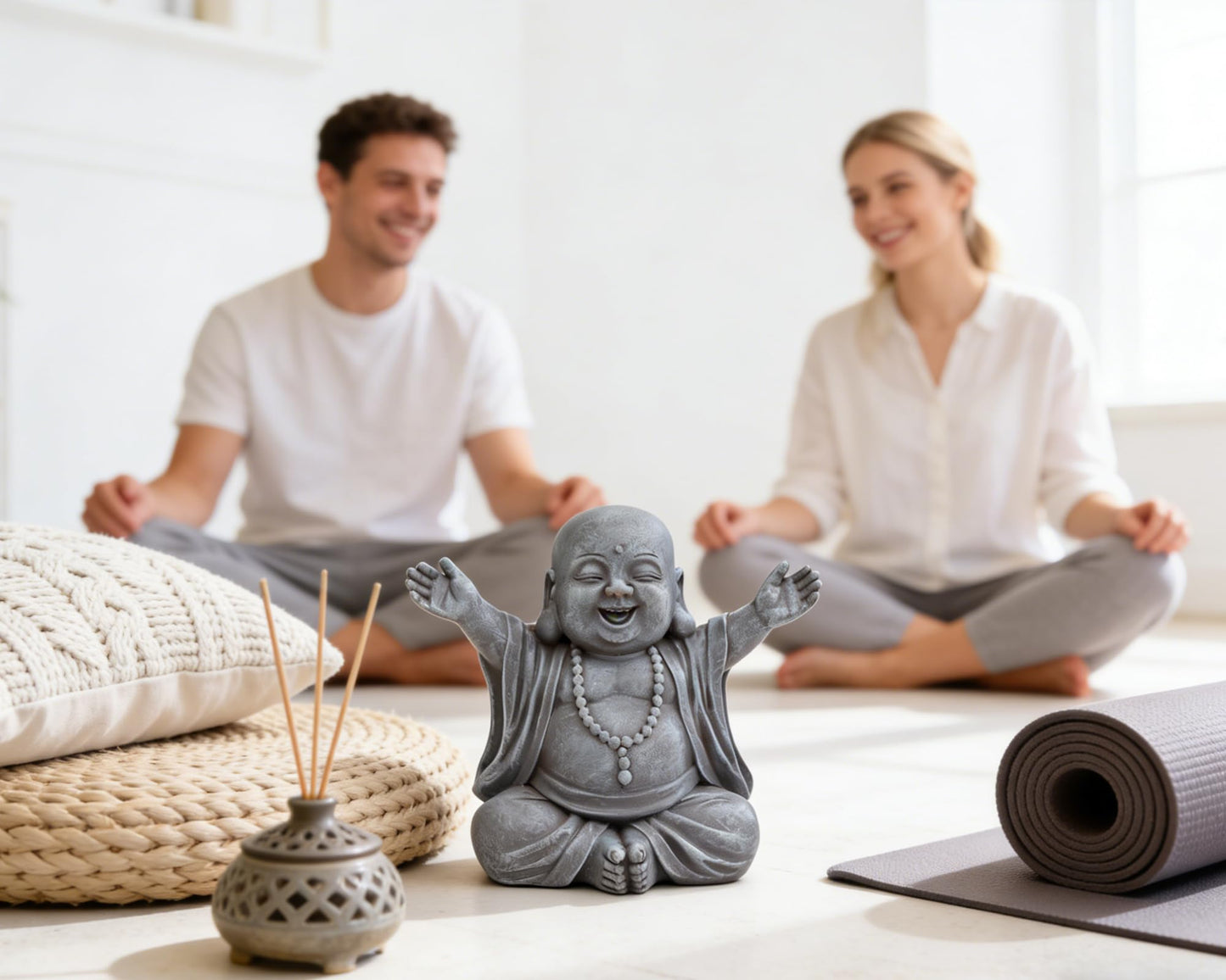 AMOIENSIS Laughing Buddha Statue for Zen Space, Relieve Stress Zen Atmosphere for Indoor/Outdoor Feng Shui Decoration