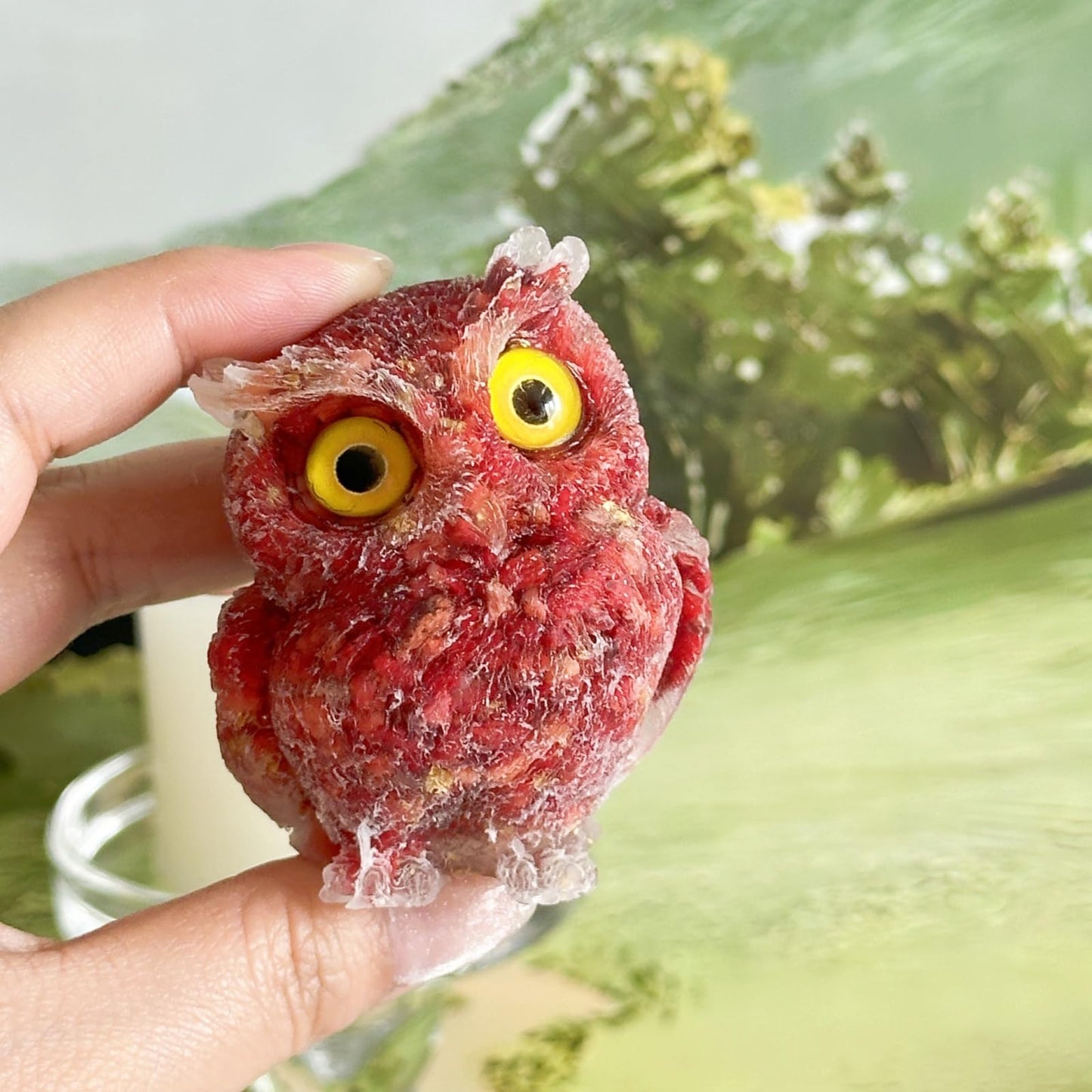 XYLIBLLA Cute Owl Statue for Home Decor and Gifting - Perfect for Owl Enthusiasts, Friends, and Family (Red), LC-002