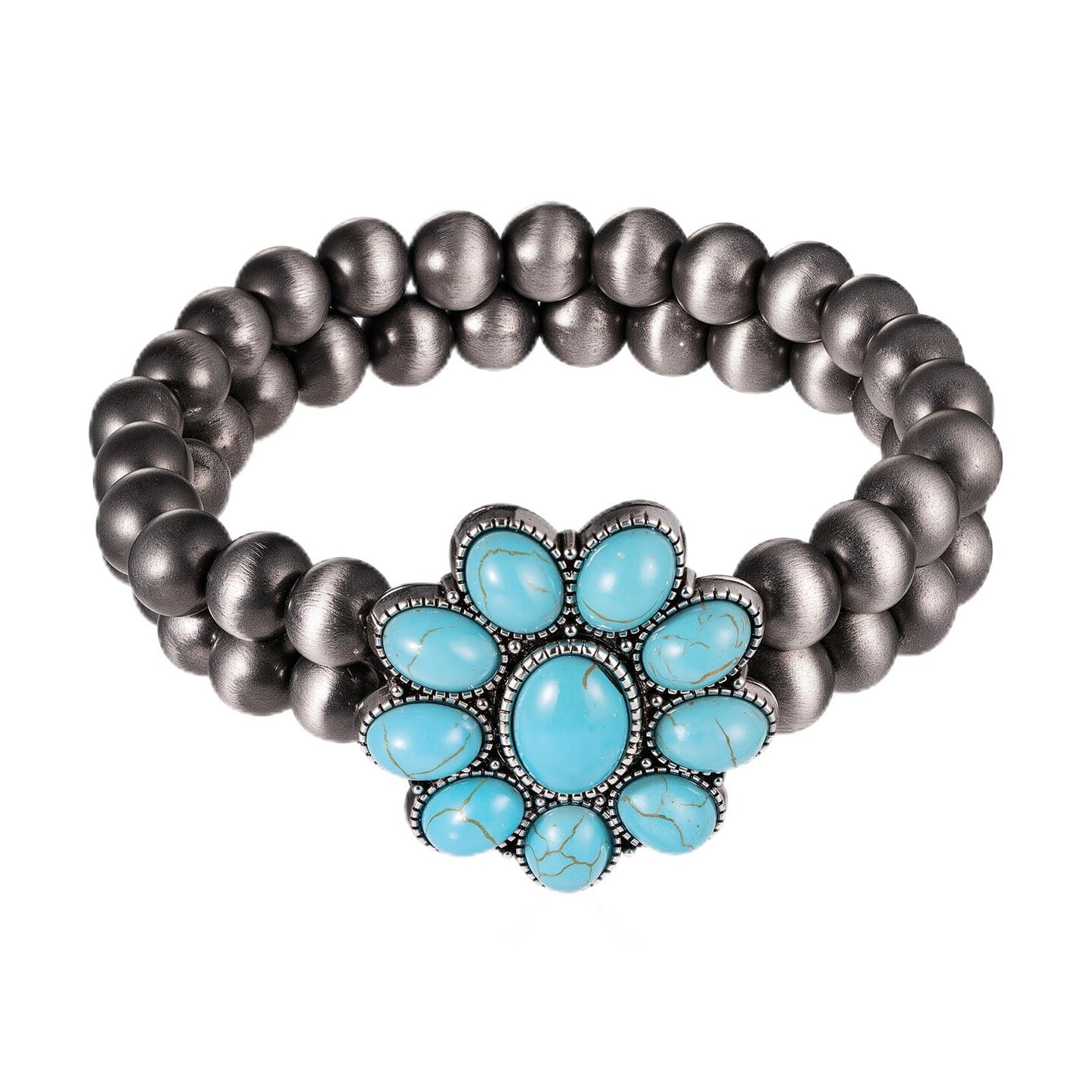 Montana West Rustic Couture's Jewelry Western Navajo Beaded Turquoise Cuff Bangle Bracelets Bohemian Vintage Elastic Bracelet for Women Cowgirl RCW-WH05TQ