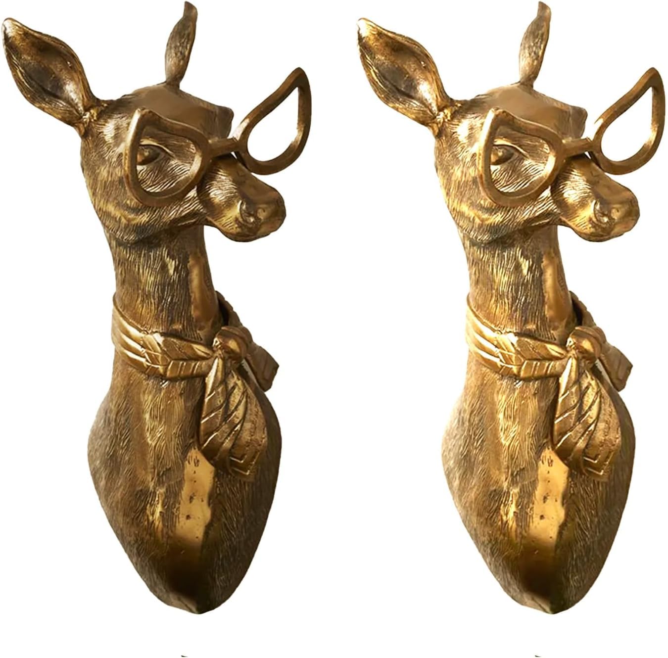 Animal Heads Wall Art Decor, 3D Wall Mount Ornament, Aesthetic Gold Wall Sculpture Home Decor, Resin Animal Head Wall Hanging Decoration for Family Living Room Bedroom Bathroom Kitchen Gift (Sheep)