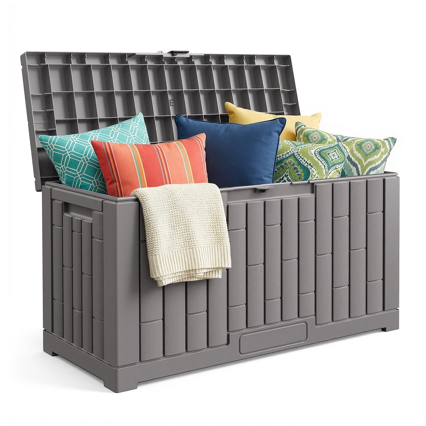 Jocoevol Deck Box 60 Gal, UV Resistant & Waterproof Outdoor Storage Box with Lock, Easy Assemble Storage Bins Container for Pool Patio Garden